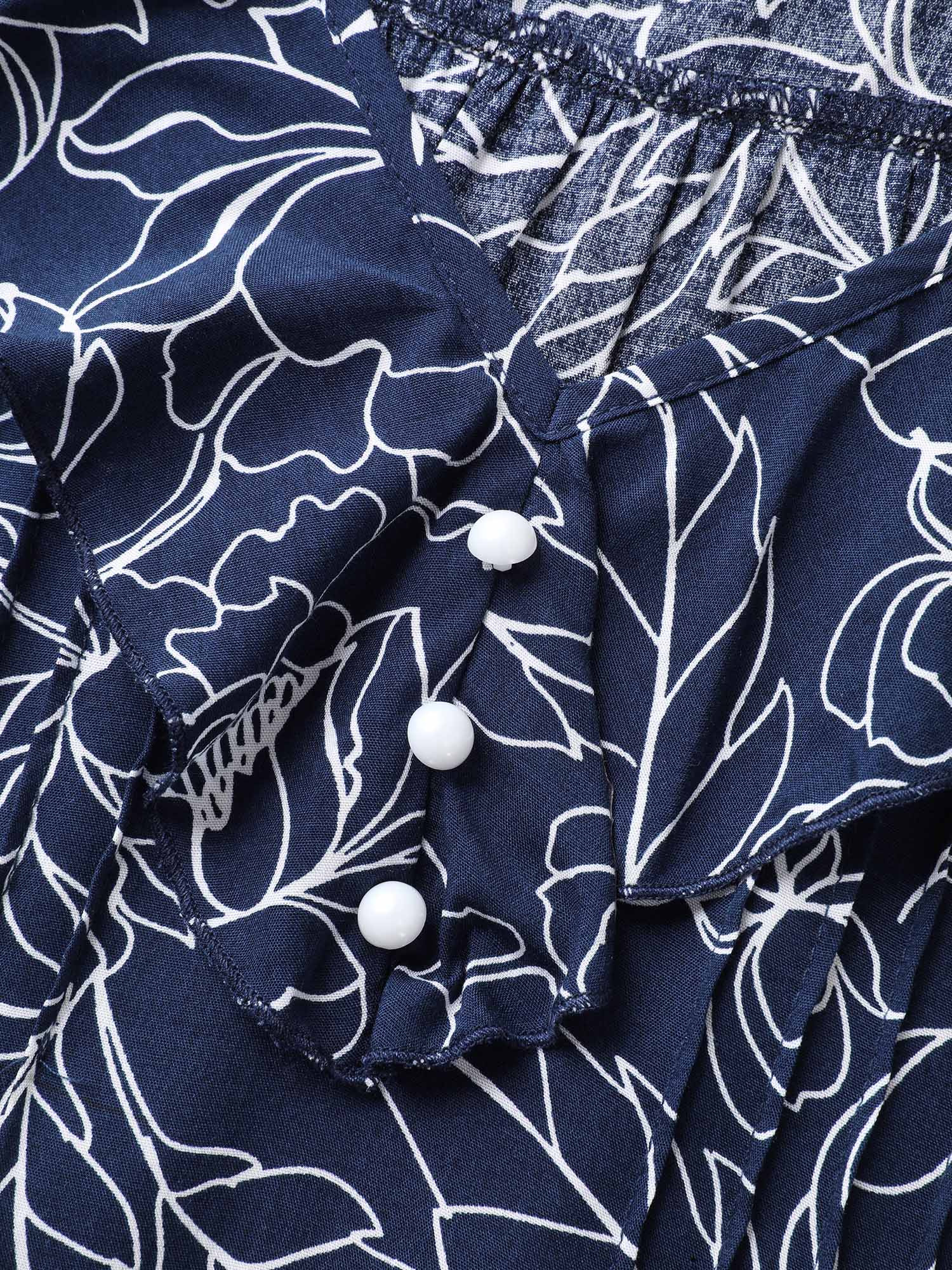 Floral Abstract Print Ruffled Blouse-Sweetccc