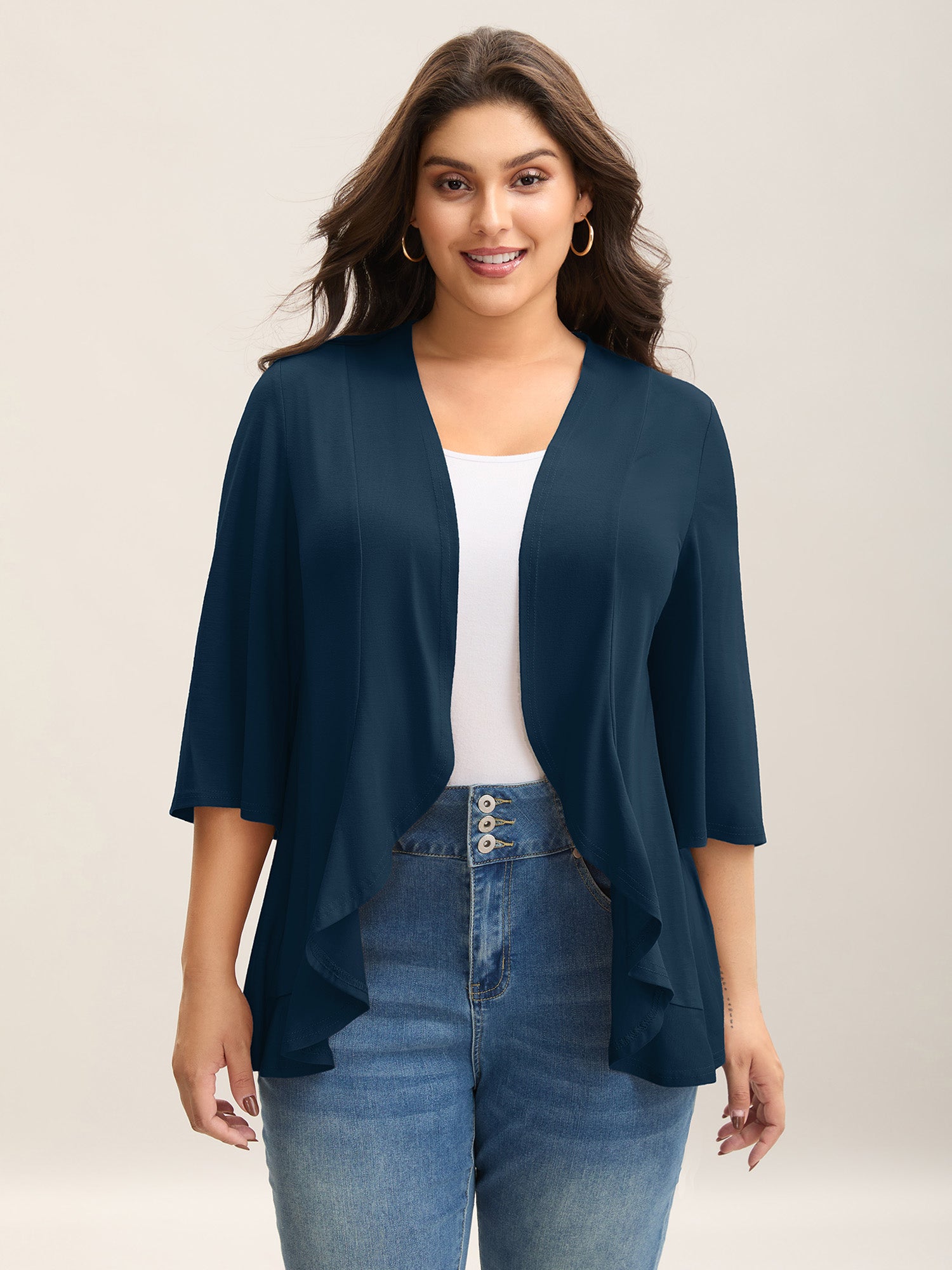 Lotus Hem Curvy Kimono Cover-Up-Sweetccc