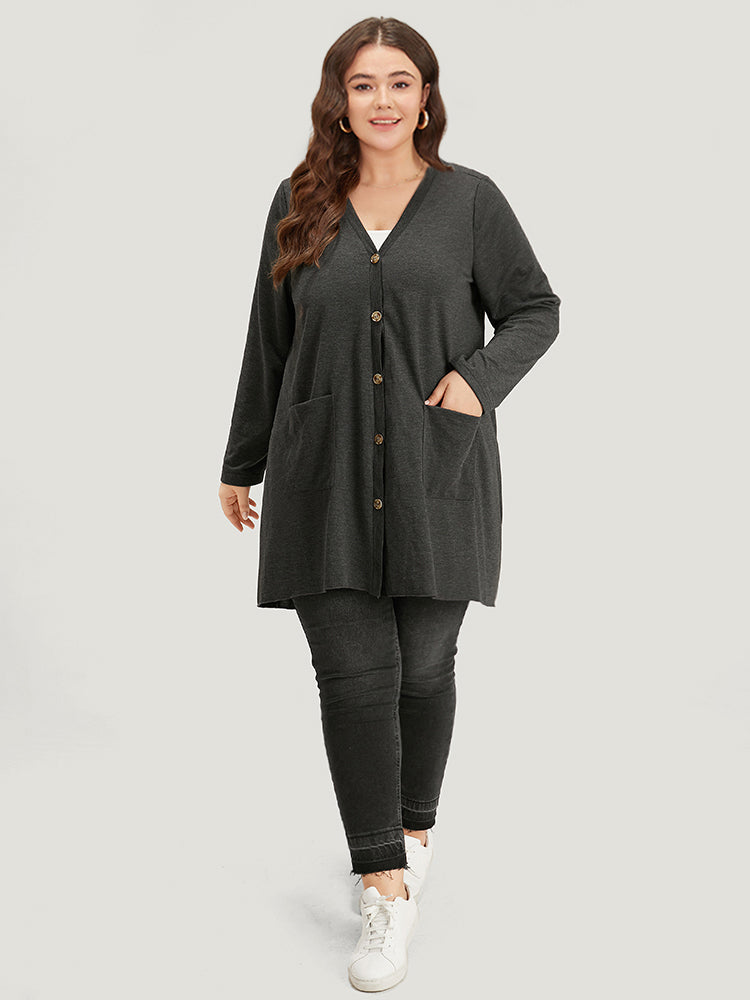 Halloween Plain Pocket Asymmetrical Hem Coat-Sweetccc