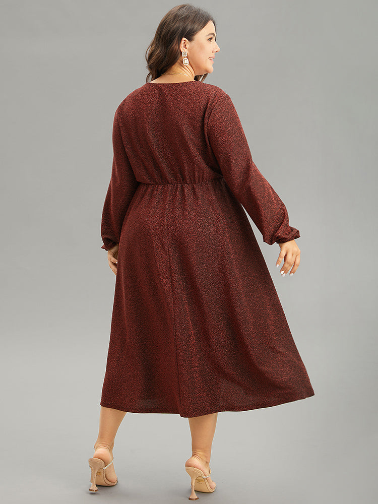 Luxe Overlap Collar Gathered Split Hem Dress-Sweetccc