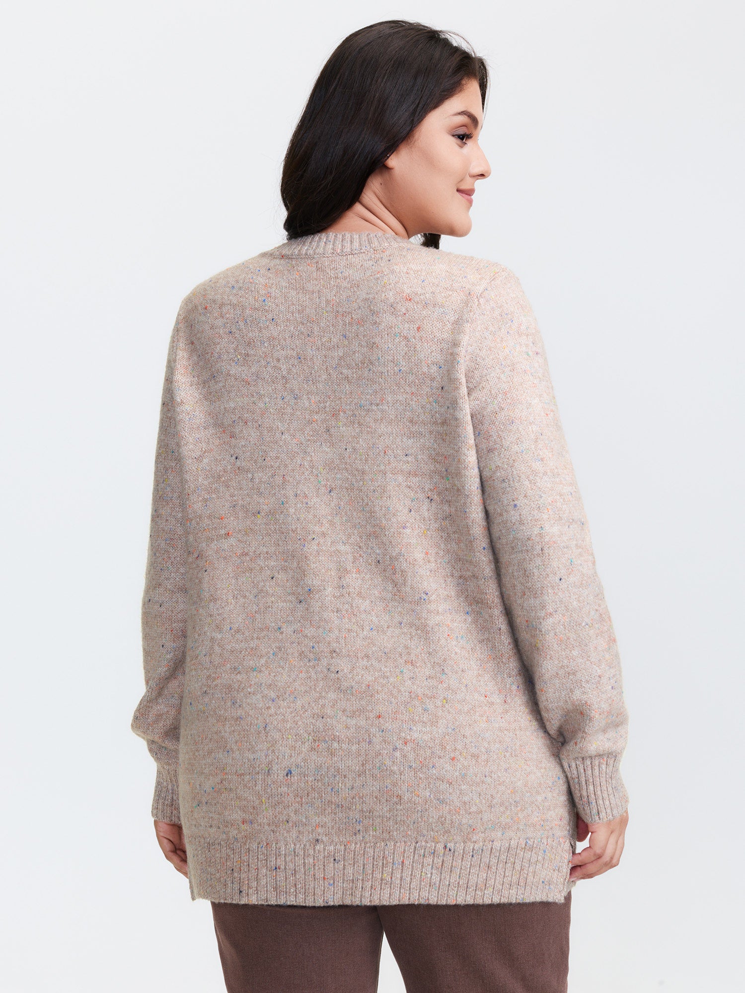 Heather Crewneck Ribbed Hem Pullover-Sweetccc