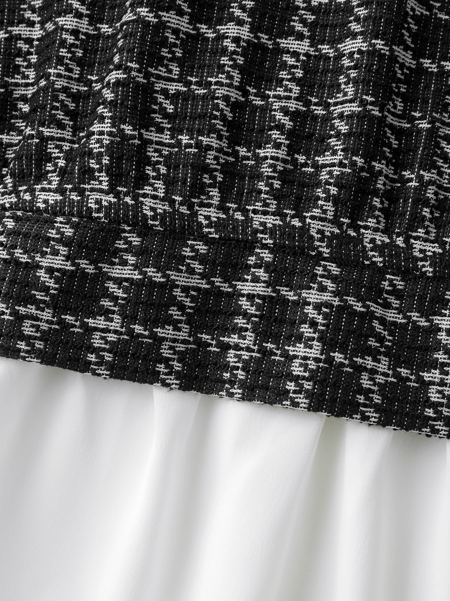 Houndstooth Pattern Color Contrast Blouse-Sweetccc