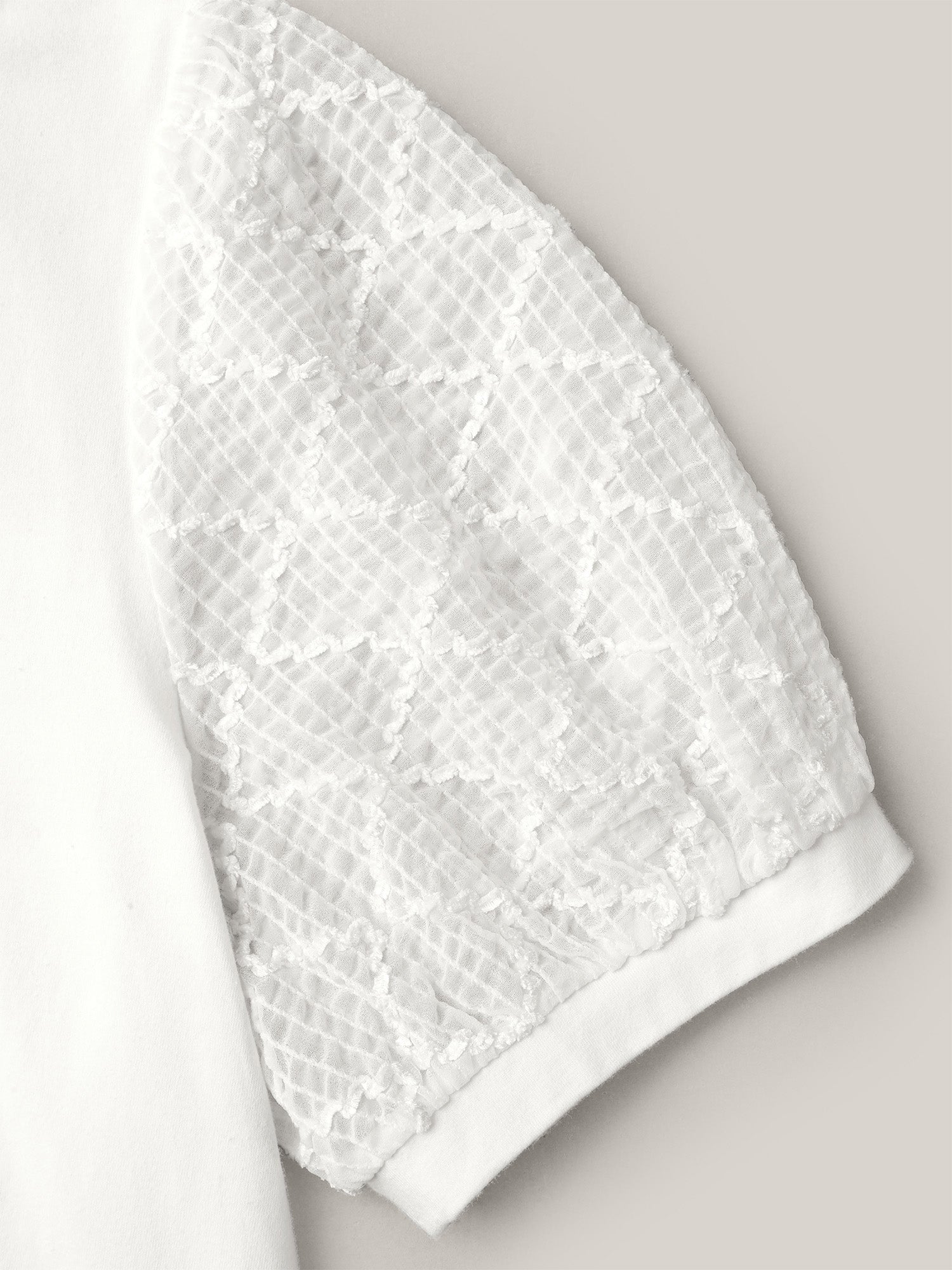 Textured Bubble Lantern Sleeve T-Shirt-Sweetccc