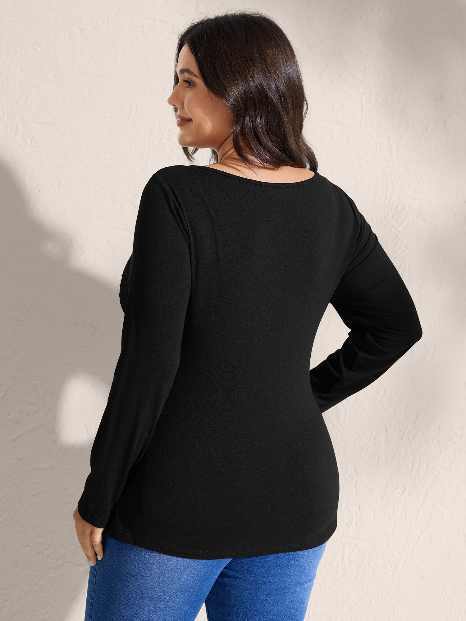 Supersoft Stretchy Pleated Bodice T-Shirt-Sweetccc