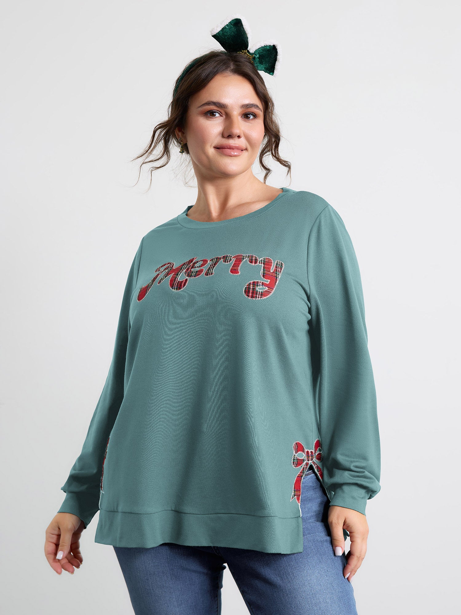 Merry Applique Embroidery Sweatshirt-Sweetccc