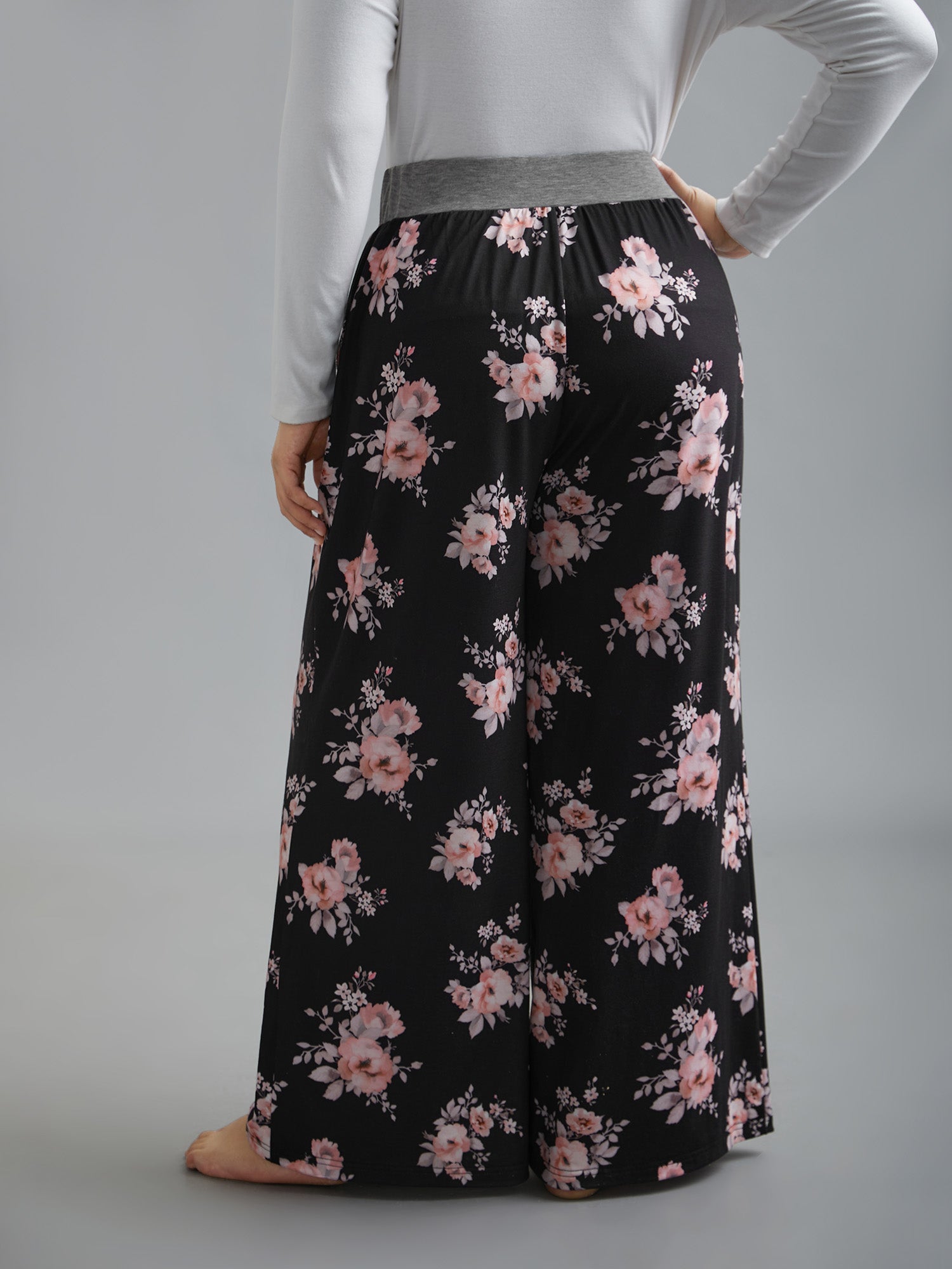 Floral Contrast Waist Lounge Bottoms-Sweetccc