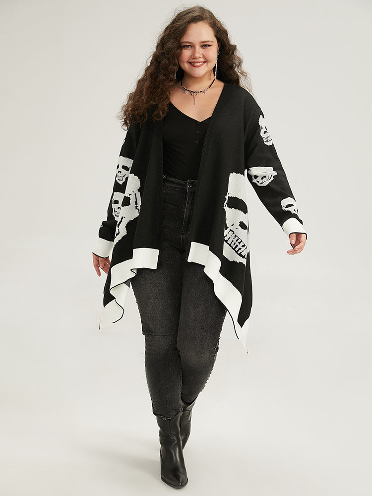 Supersoft Essentials Halloween Skull Asymmetrical Hem Cardigan-Sweetccc