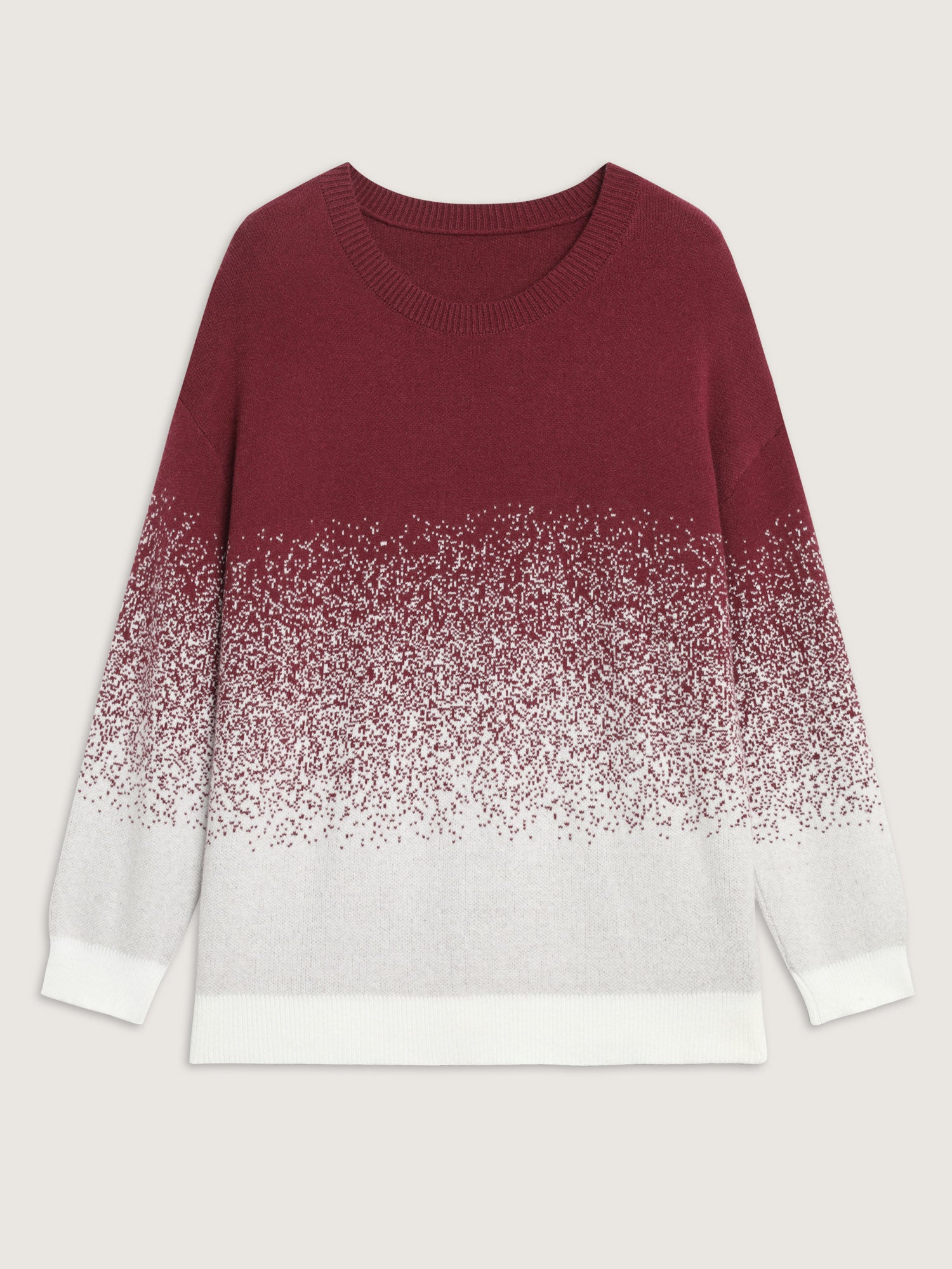 Jacquard Color Blend Ribbed Hem Pullover-Sweetccc