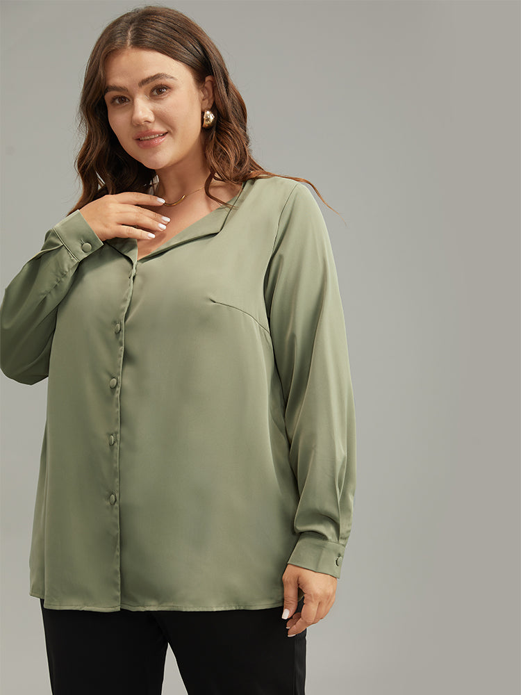 Lapel Collar Button Up Blouse-Sweetccc
