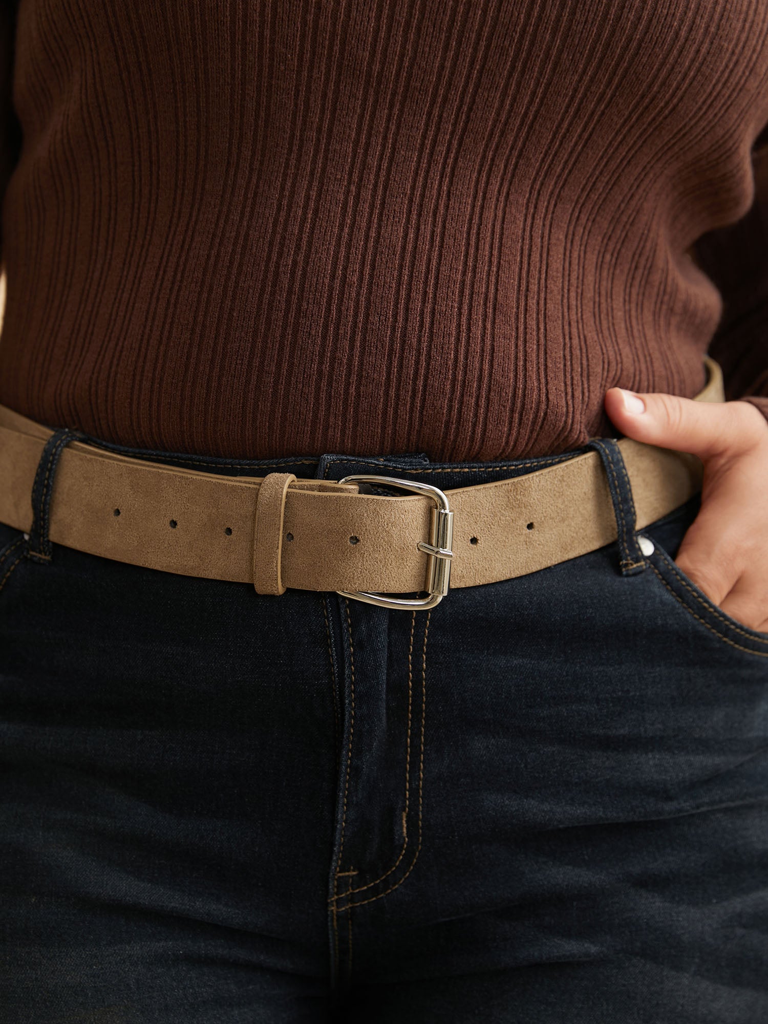 Square Buckle Velvet Belt-Sweetccc