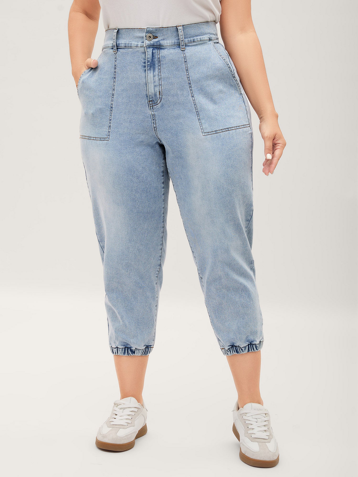 Stretchy Waist Boyfriend Jeans-Sweetccc