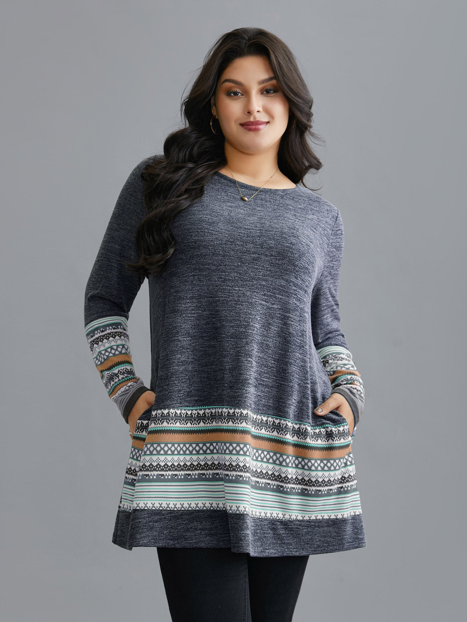 Tunic Boho Print Pocket T-shirt-Sweetccc