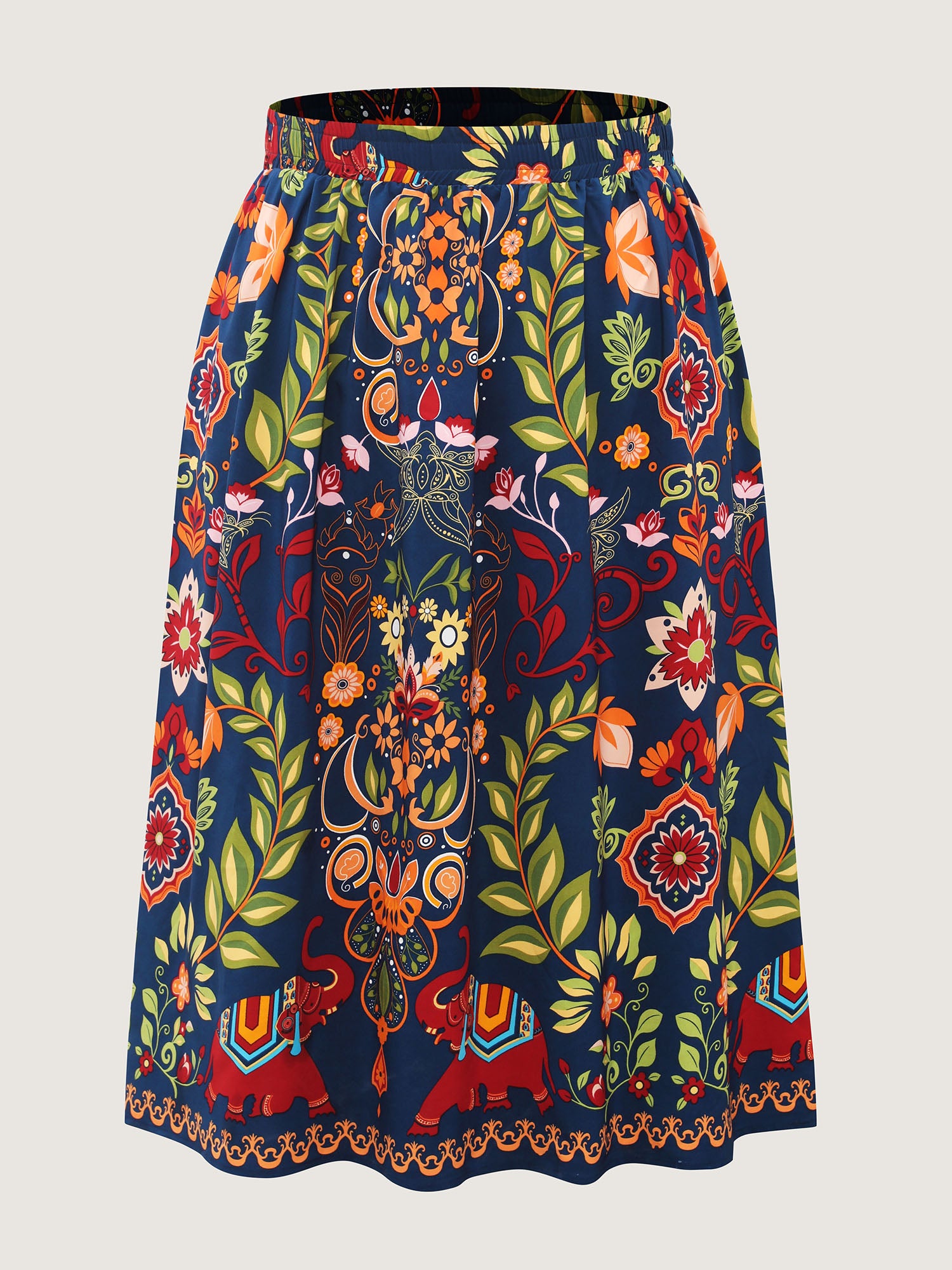 Multi-Color Floral Pockets Midi Skirt-Sweetccc