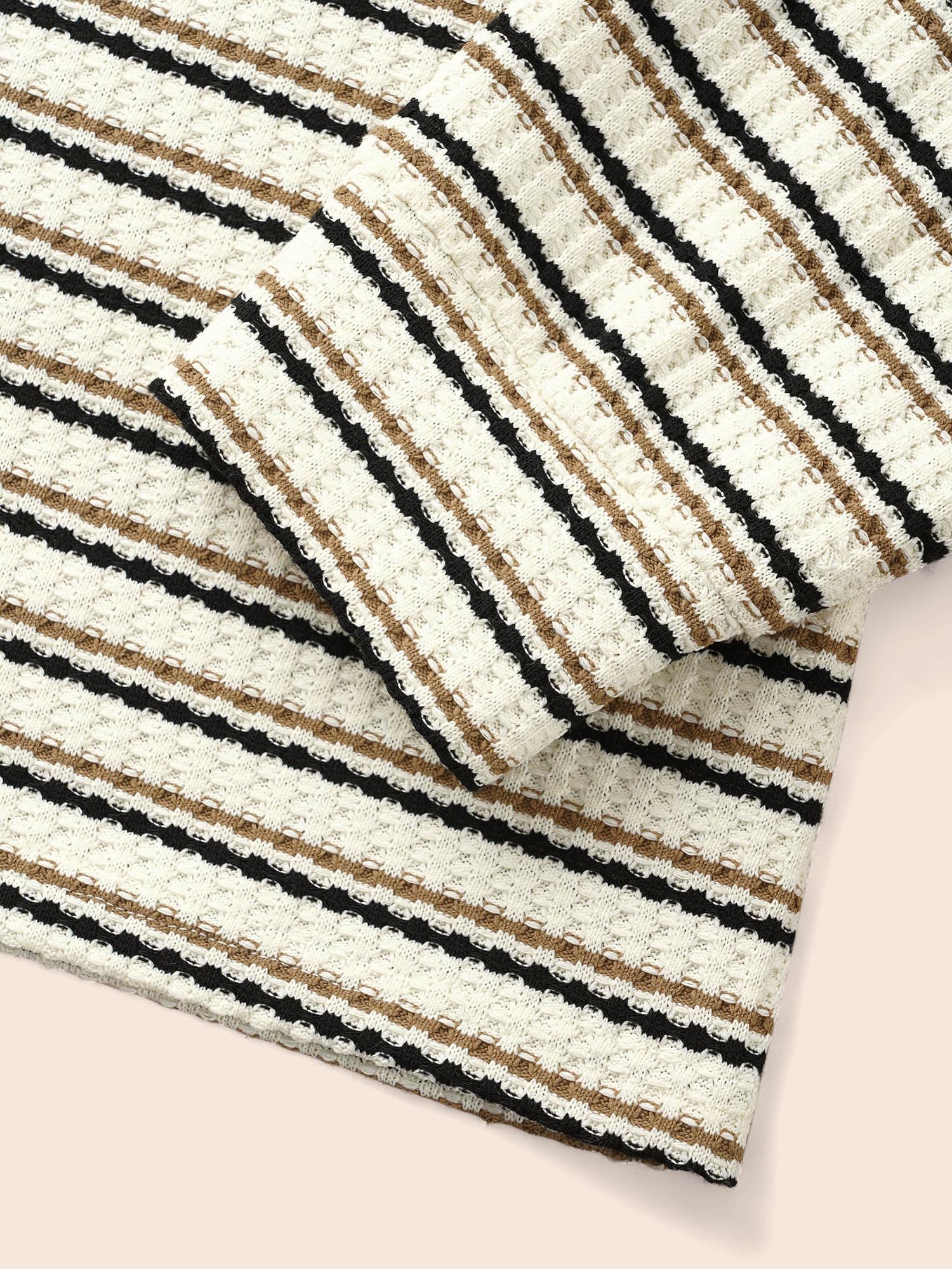 Striped Texture Raglan Sleeve Hooded T-shirt-Sweetccc