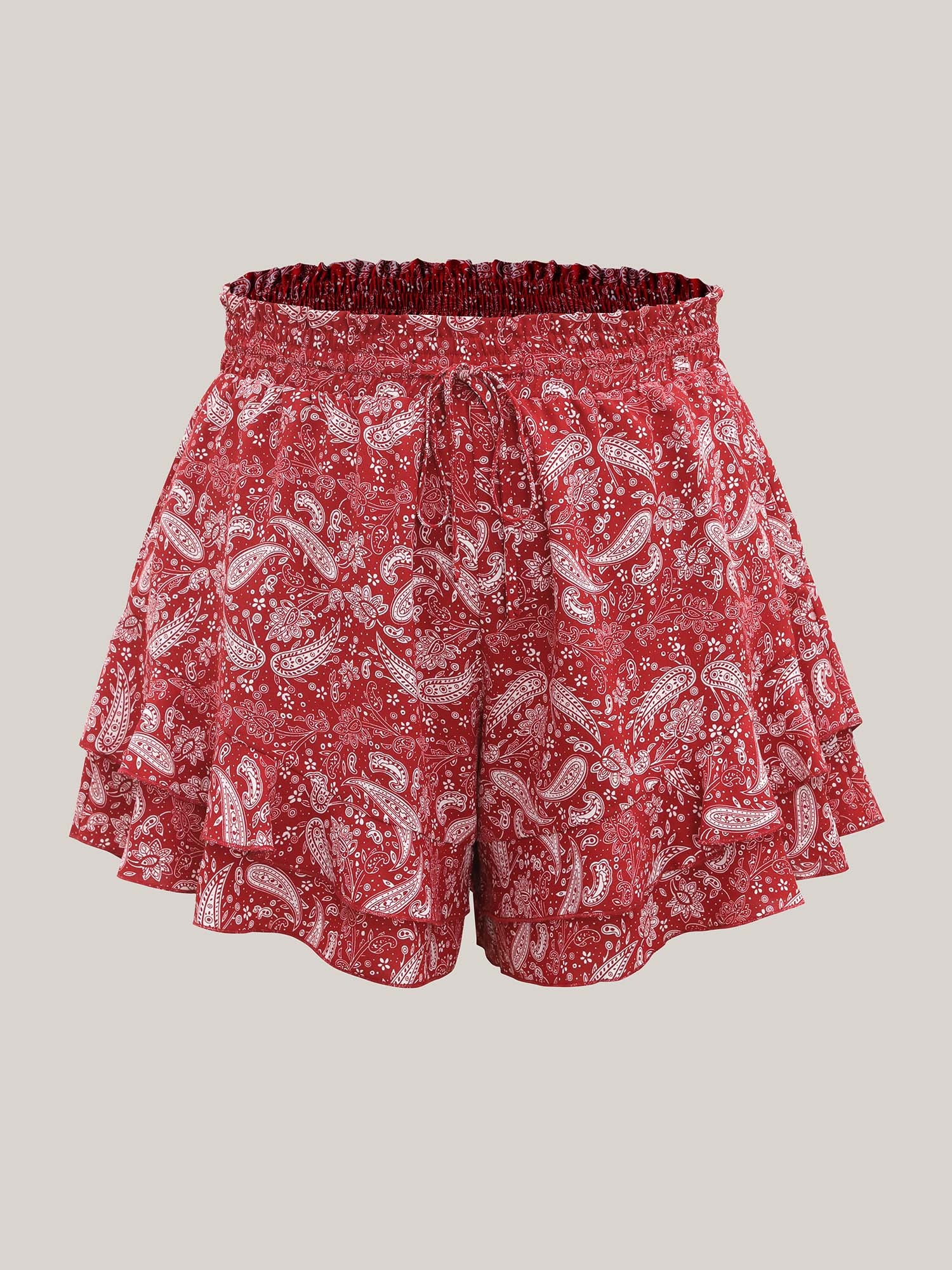 Paisley Print Flared Wide-Leg Shorts-Sweetccc