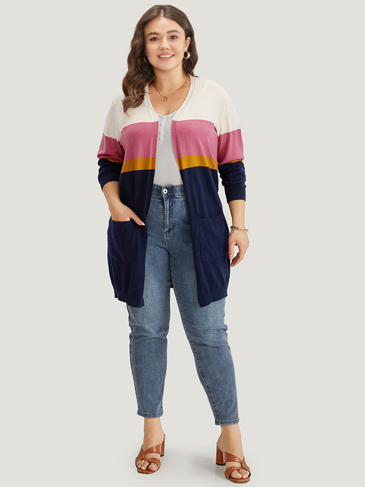 Supersoft Essentials Contrast Open Front Tunic Cardigan-Sweetccc