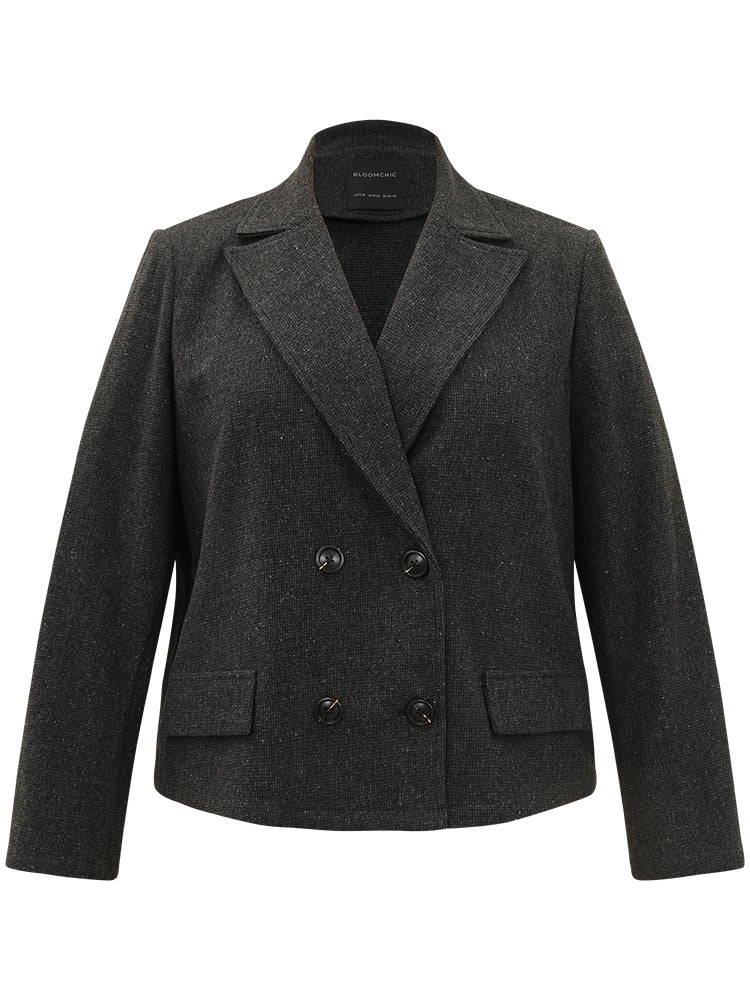 Lapel Collar Plain Textured Button Up Blazer-Sweetccc