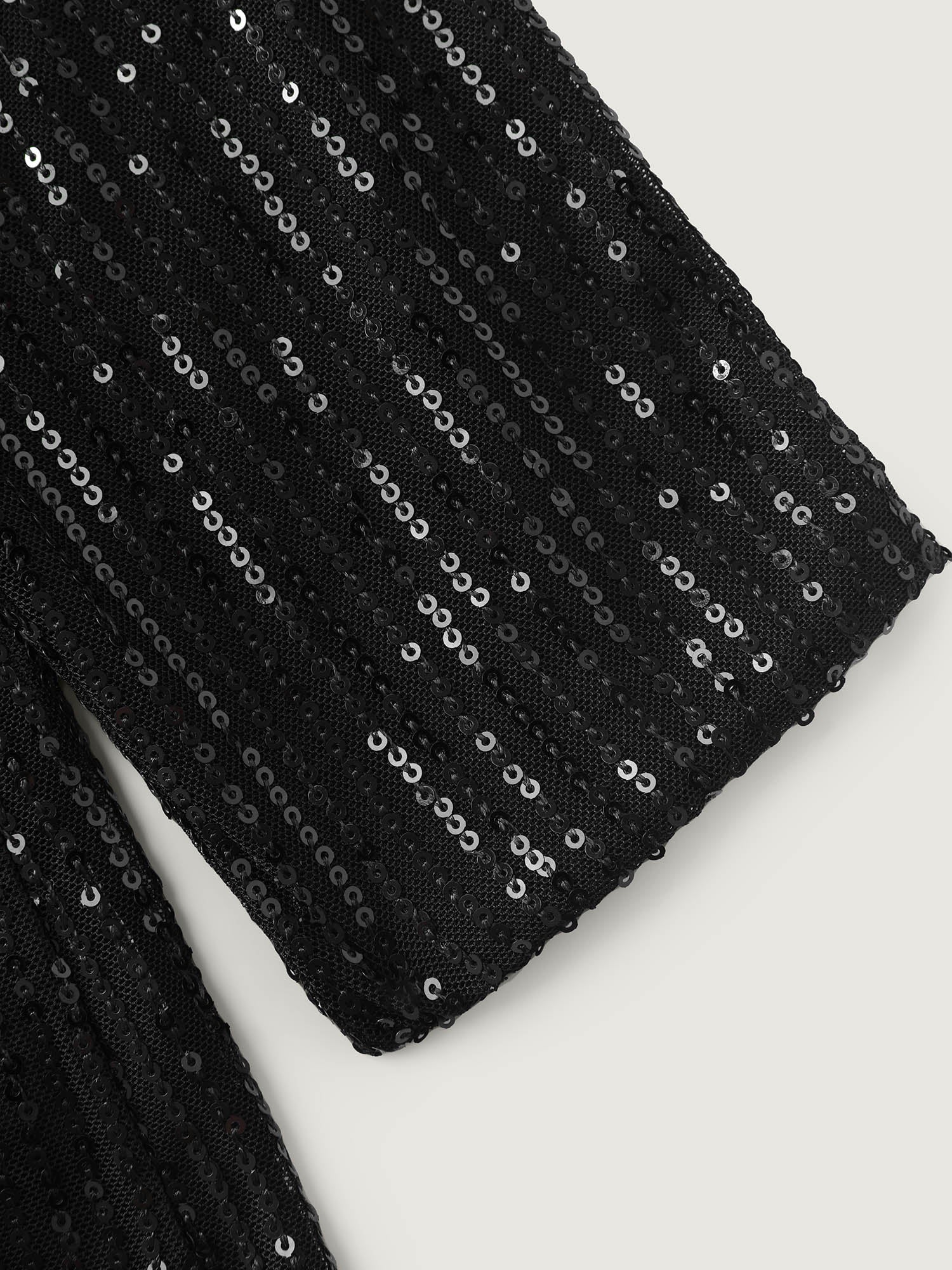 Sparkly Sequin Asymmetrical Neckline Blouse-Sweetccc