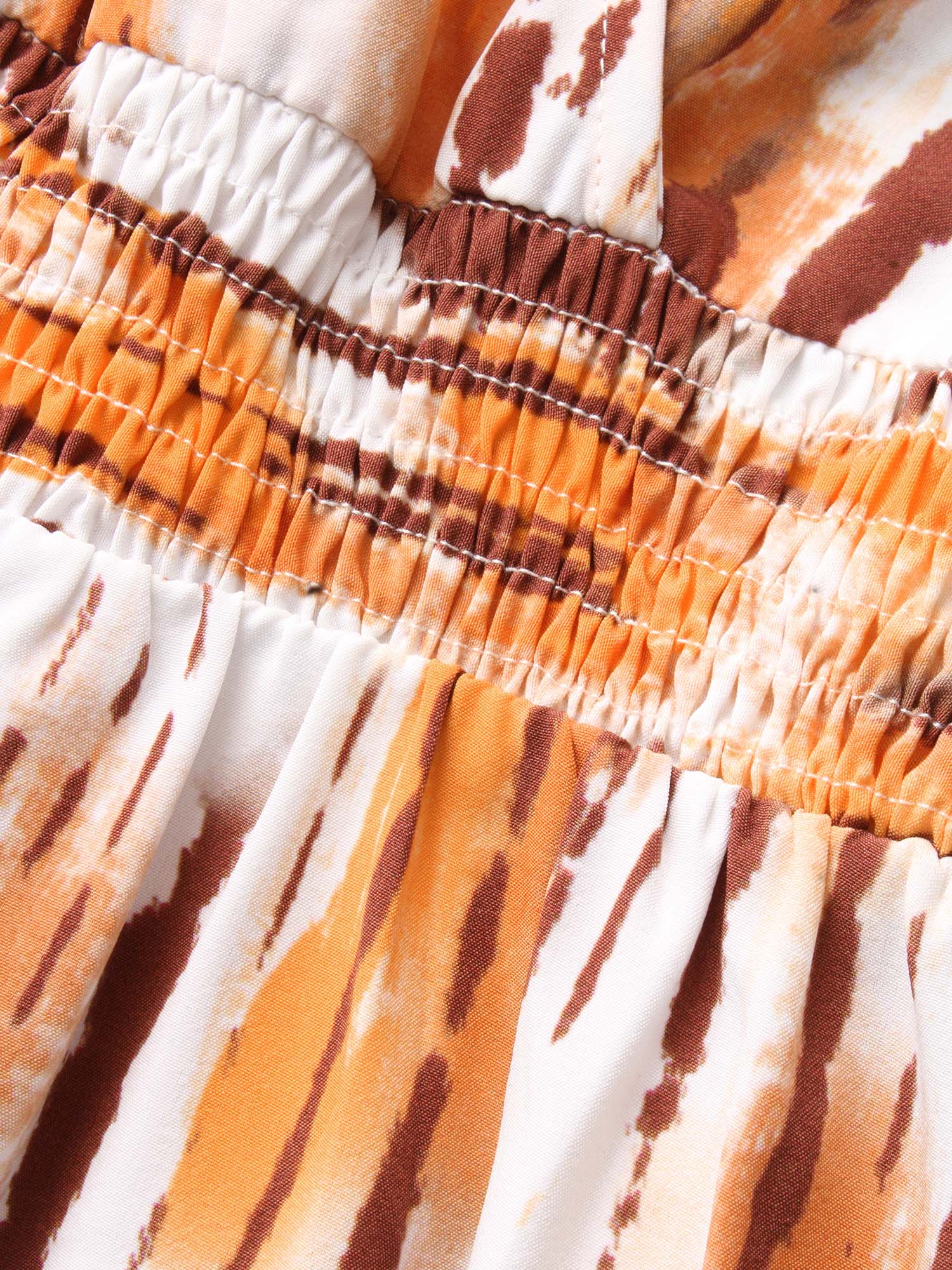 Striped Overlap Collar Shirred Maxi Dress-Sweetccc