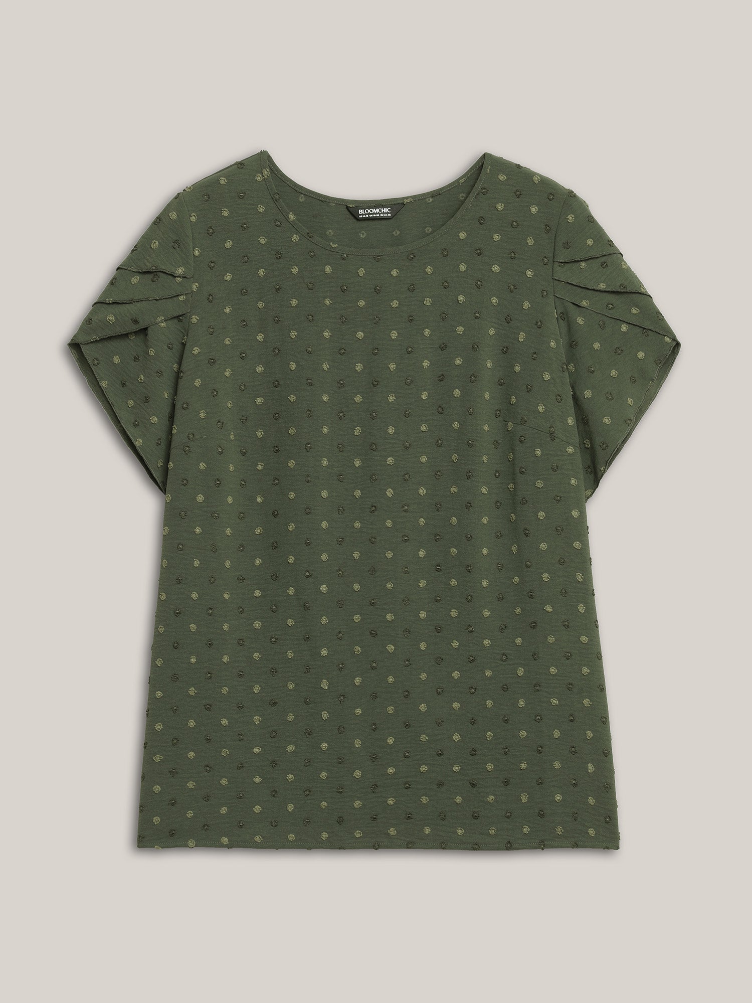 Textured Color Contrast Petal Sleeve Blouse-Sweetccc