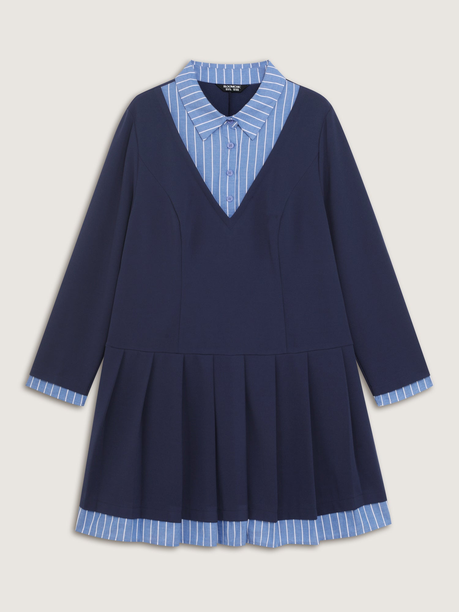 Layered Waist-Defining Pleated Knee-Length Dress-Sweetccc