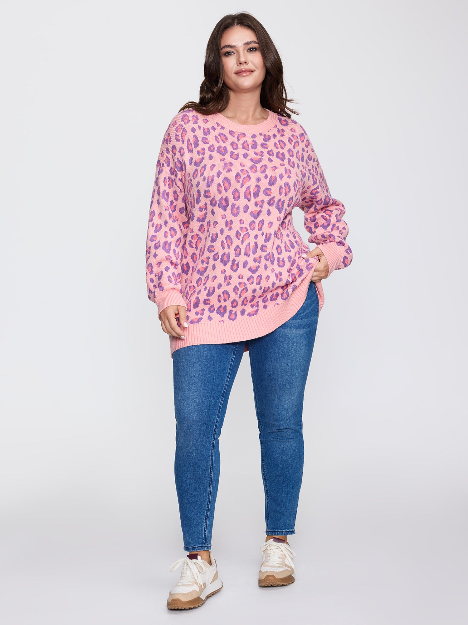 Sweet Leopard Pattern Jacquard Pullover-Sweetccc