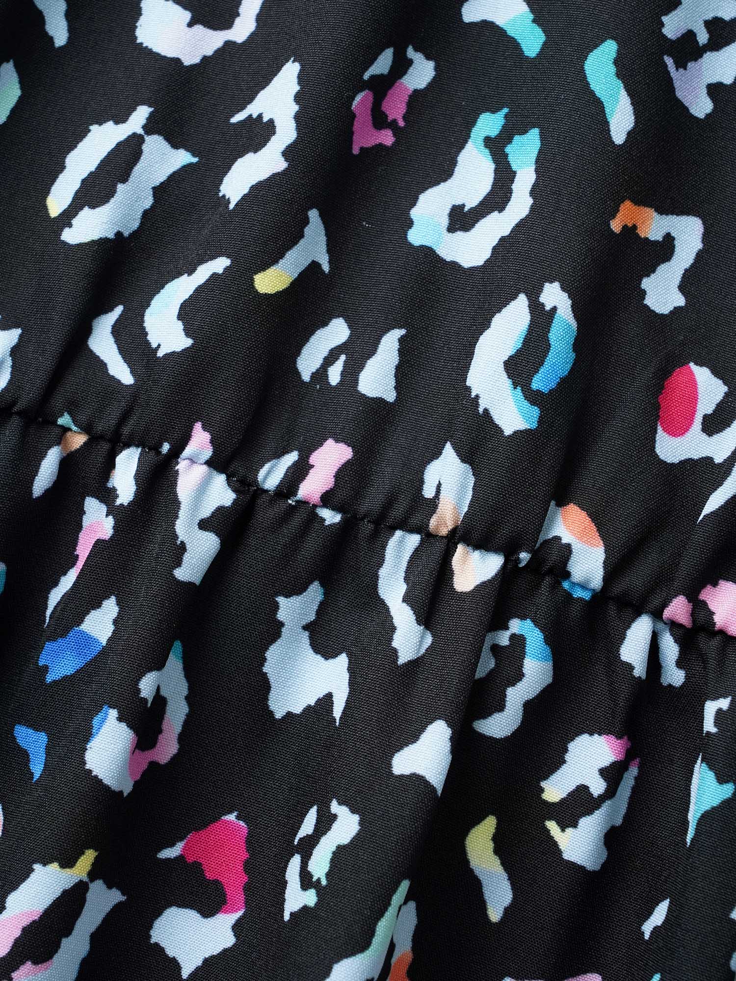 Multi-color Leopard Print Elastic Waist Midi Dress-Sweetccc