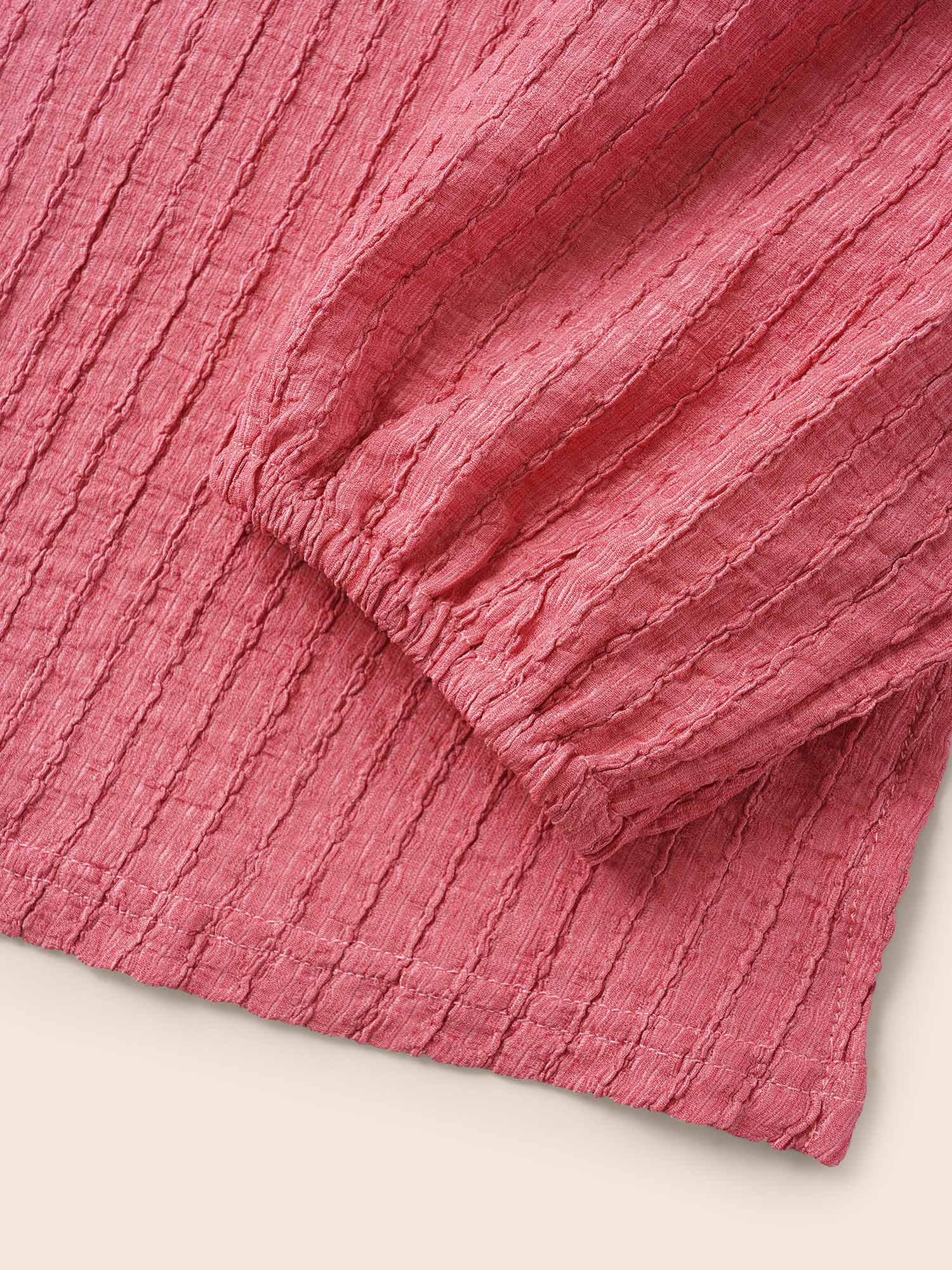 Textured Tie Knot Lantern Sleeve T-shirt-Sweetccc