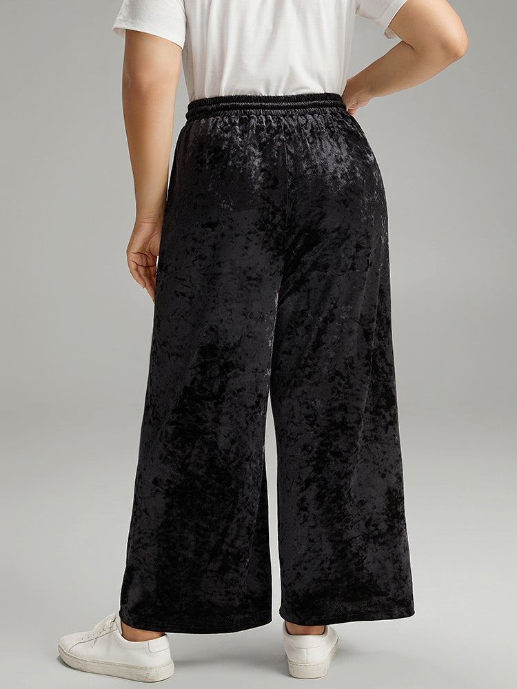 Velvet Contrast Webbing Elastic Waist Sweatpants-Sweetccc