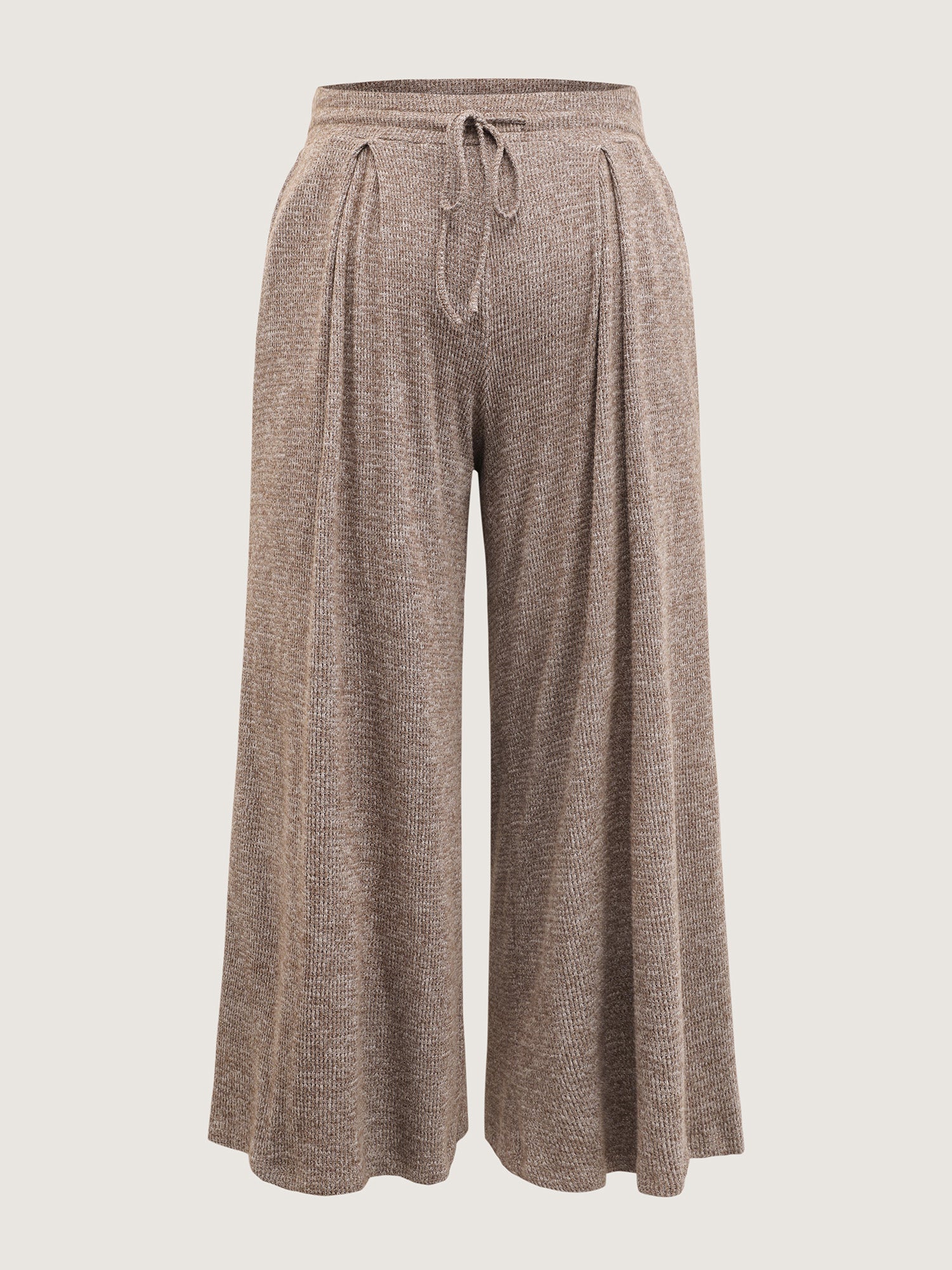 Mixed Color Knit Pleated Drawstring Pants-Sweetccc