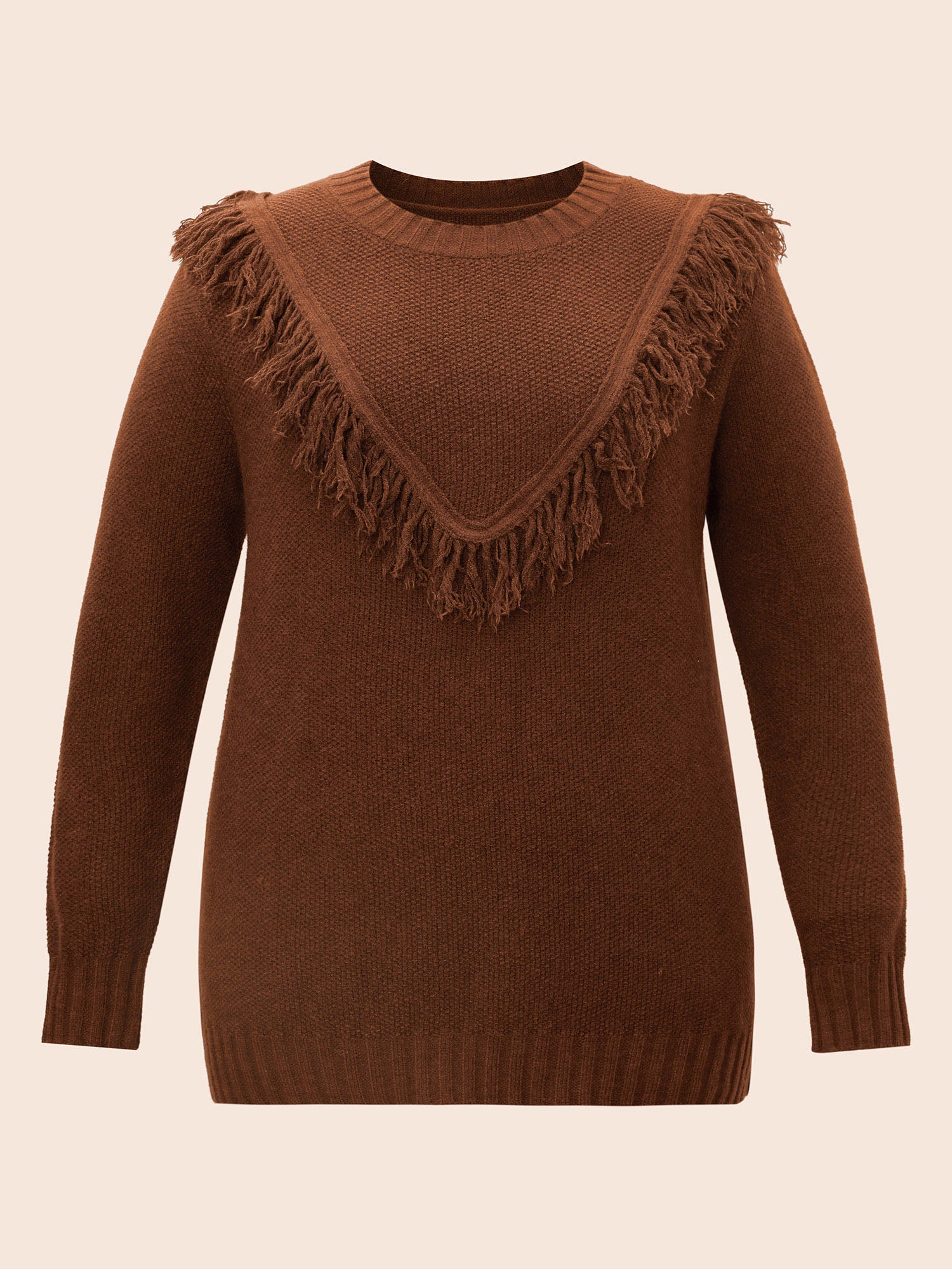 Tassel-Front High Neck Pullover-Sweetccc