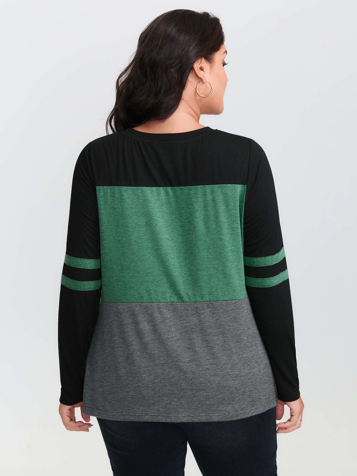 Twisted Hem Colorblock Heather T-Shirt-Sweetccc