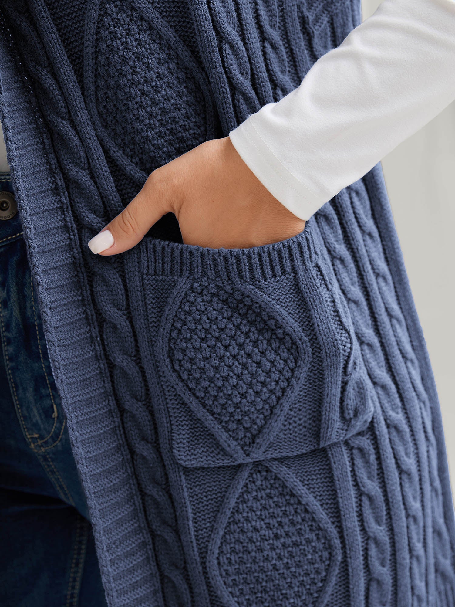 Twisted Hooded Sleeveless Knit Cardigan-Sweetccc