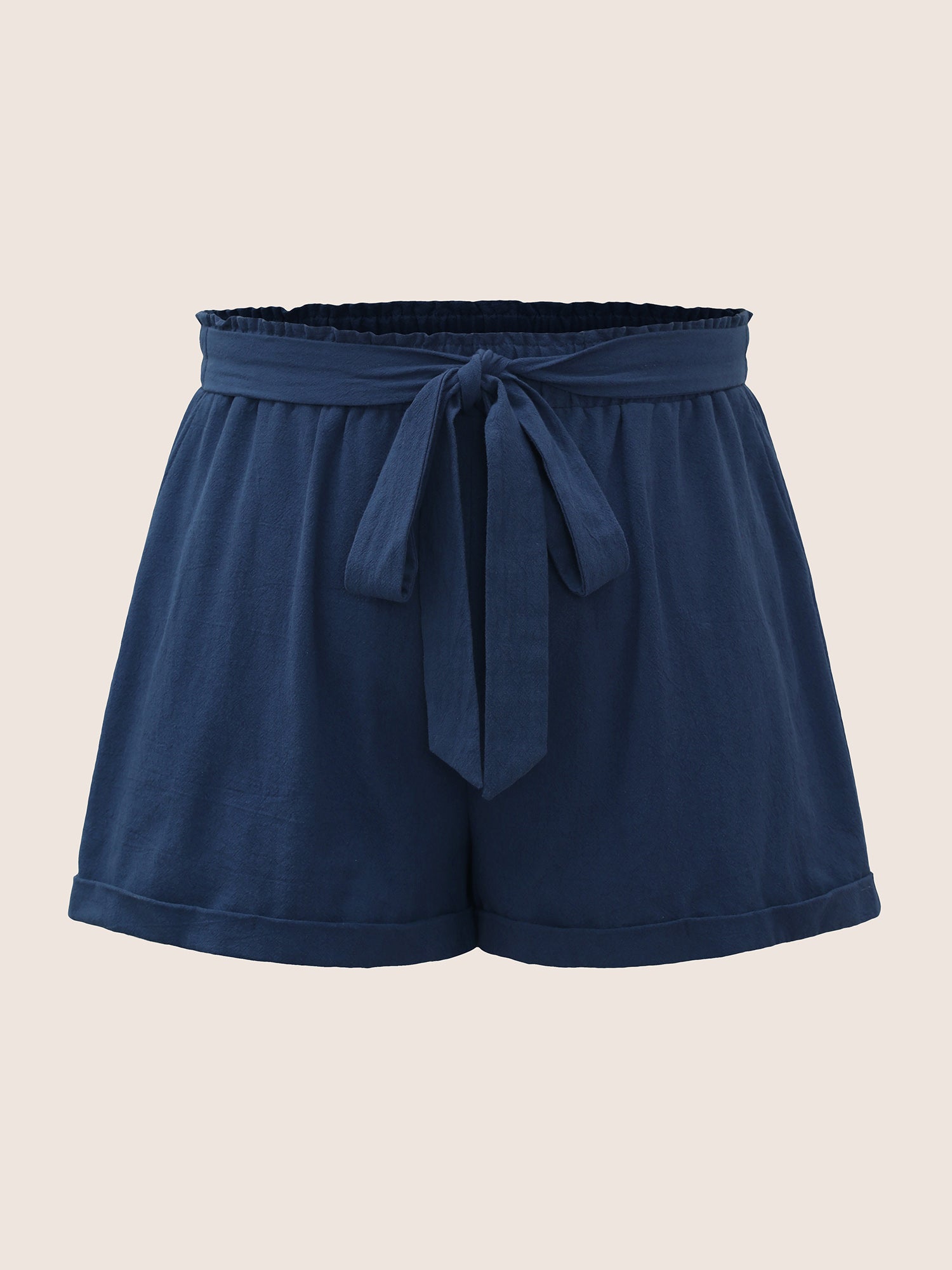 Paperbag Waist Tie Knot Roll Hem Shorts-Sweetccc