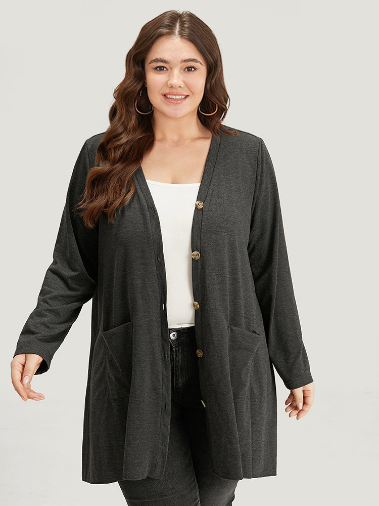 Halloween Plain Pocket Asymmetrical Hem Coat-Sweetccc
