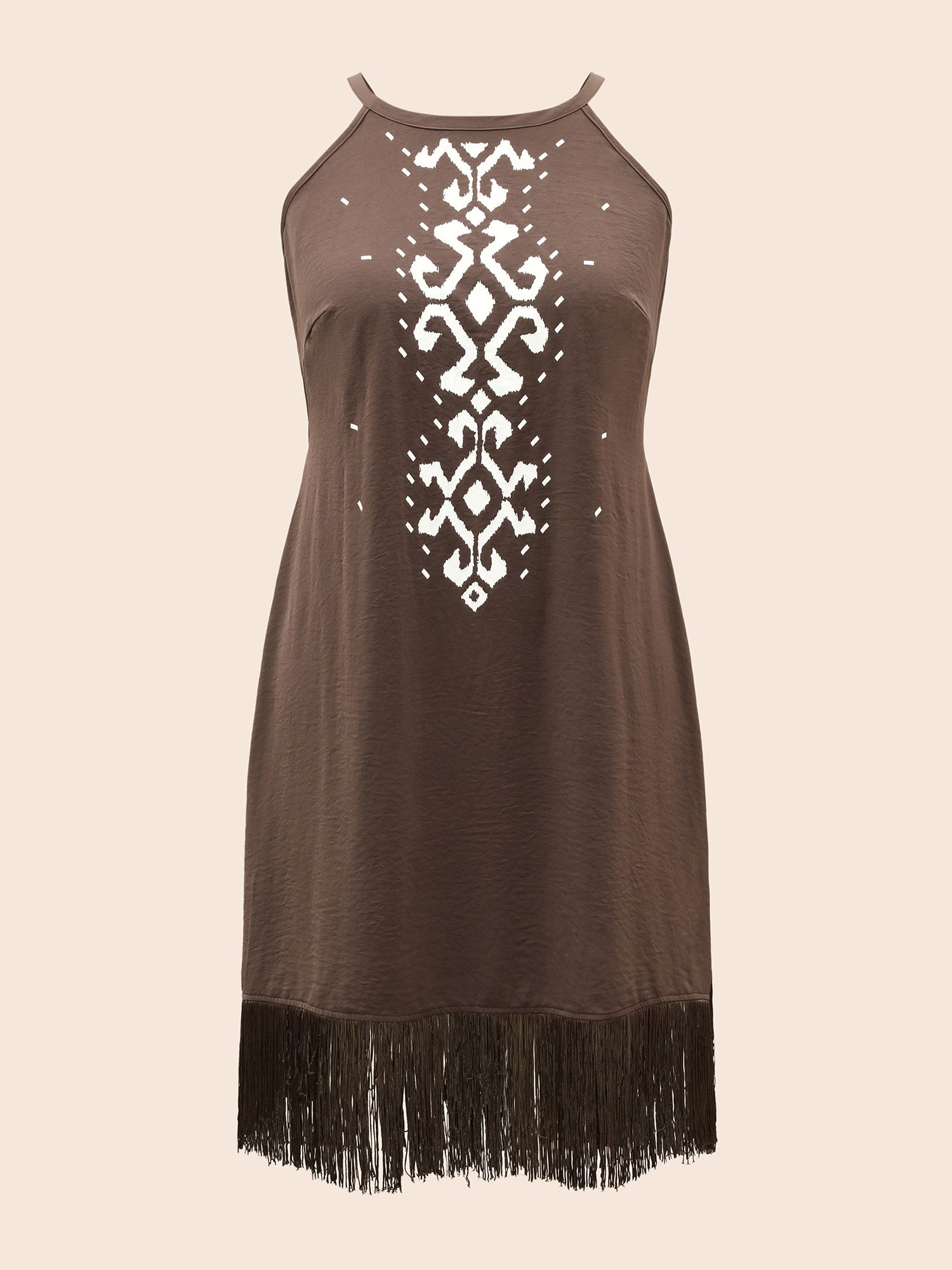 Fringed Hem Elastic Waist Midi Dress-Sweetccc