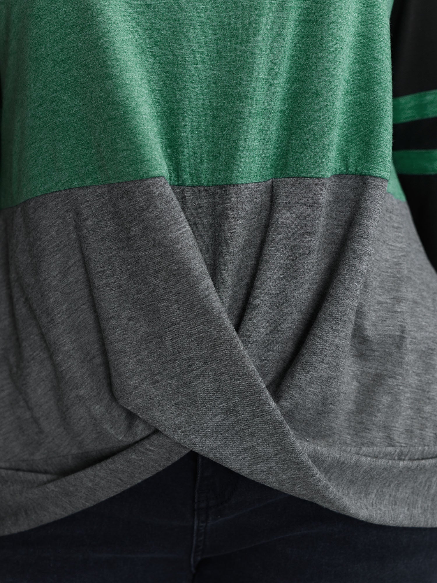 Twisted Hem Colorblock Heather T-Shirt-Sweetccc