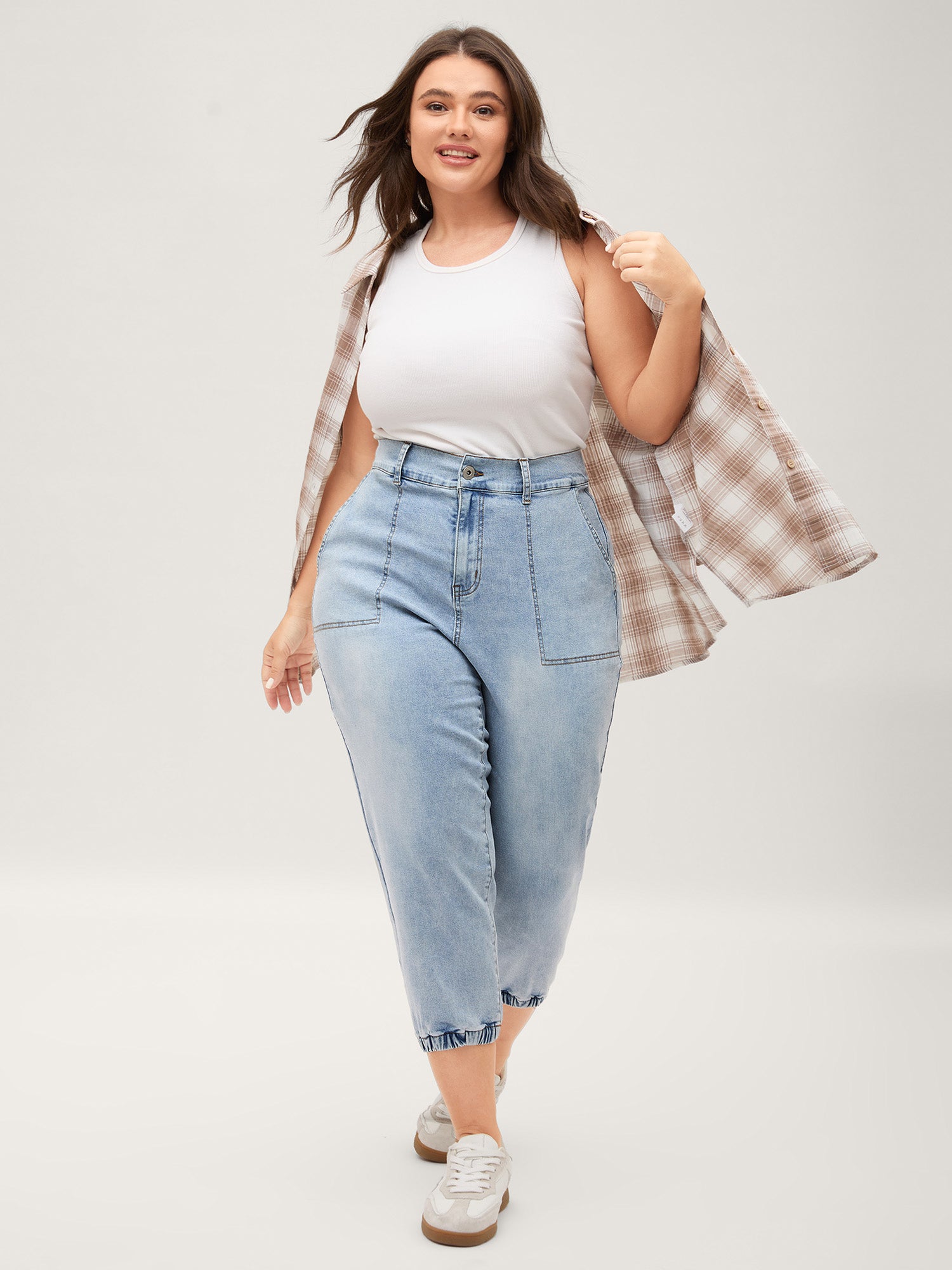 Stretchy Waist Boyfriend Jeans-Sweetccc