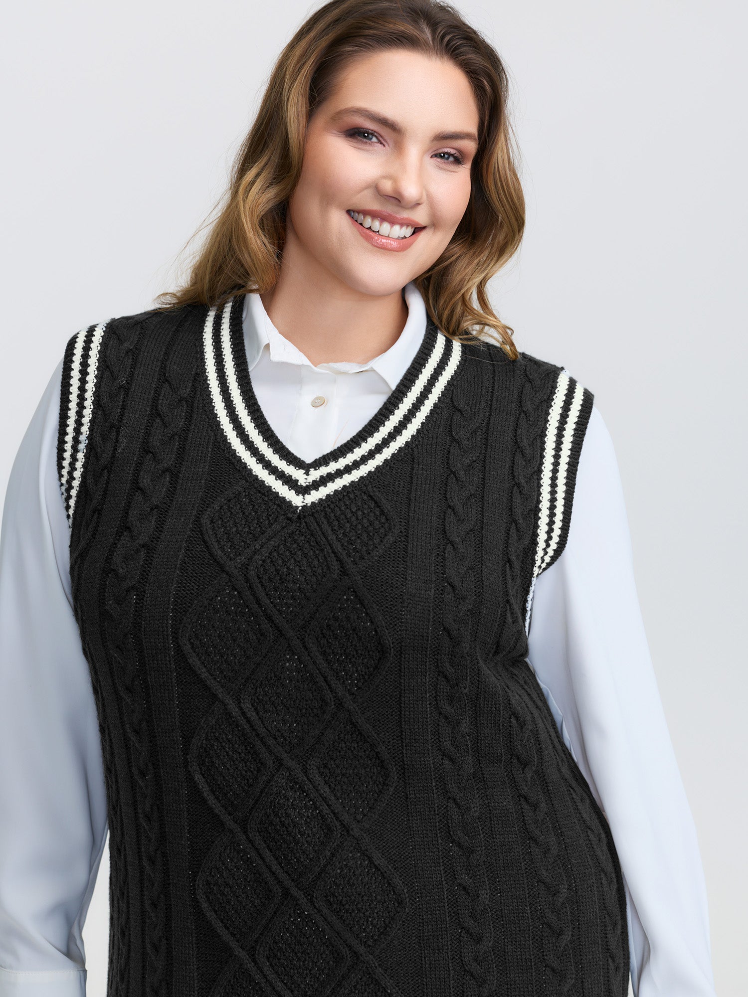 Textured Stripe Pinafore Mini Sweater Dress-Sweetccc