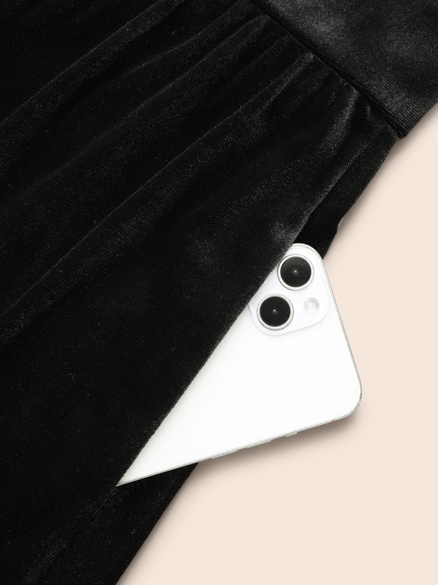 Velvet Overlap Collar Shirred Gathered Dress-Sweetccc