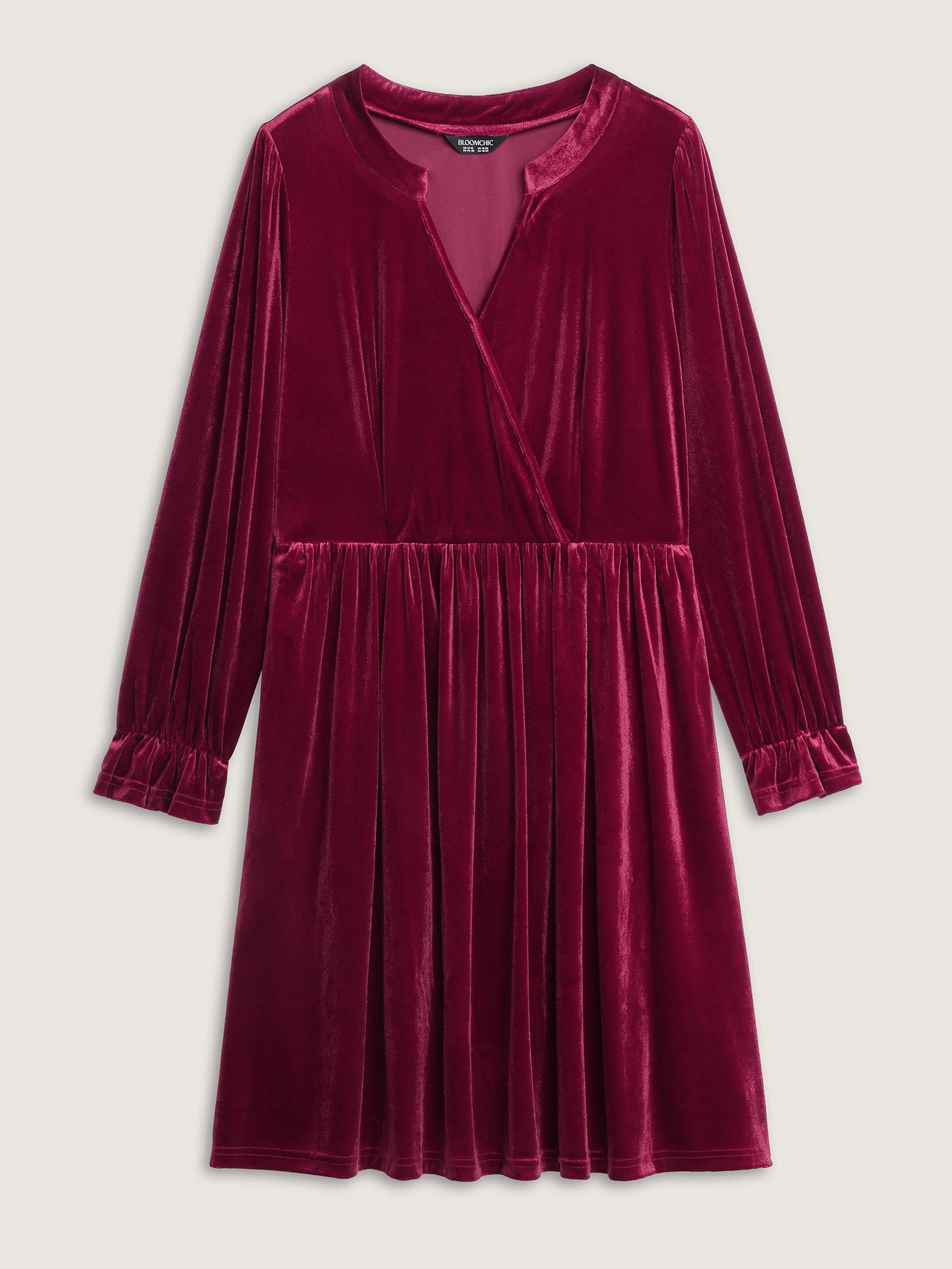 Velvet Pockets Wrap Neck Midi Dress-Sweetccc