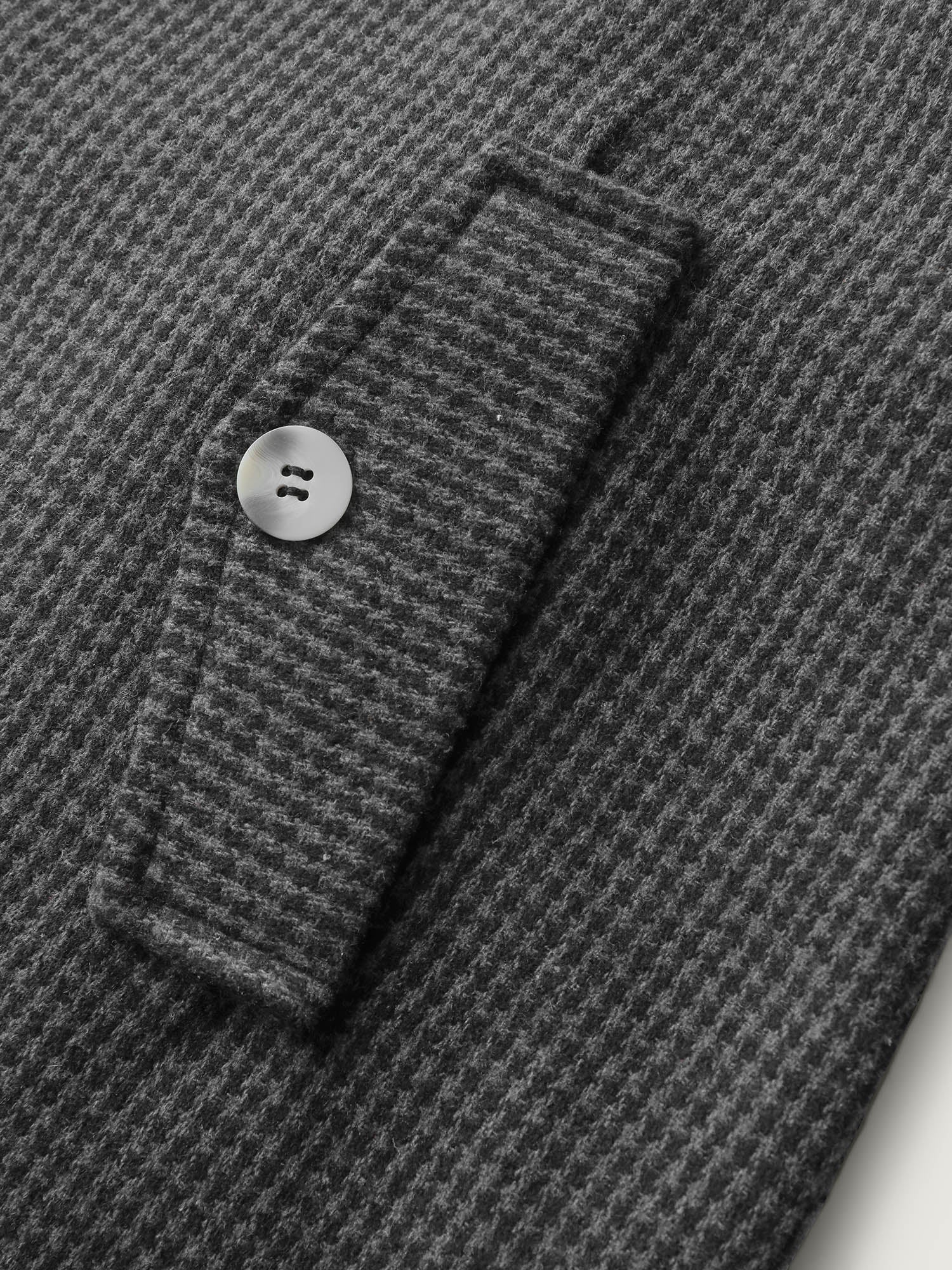 Houndstooth Button Detail Belted Coat-Sweetccc