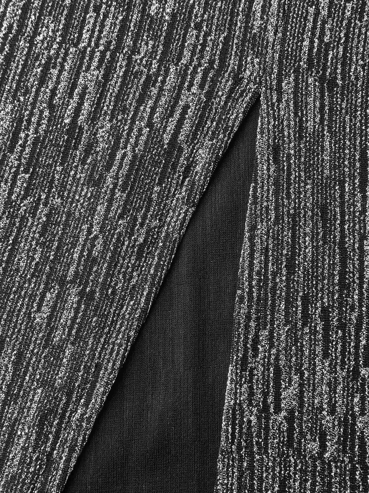 Lurex Side Slit Pleated Waist Maxi Dress-Sweetccc