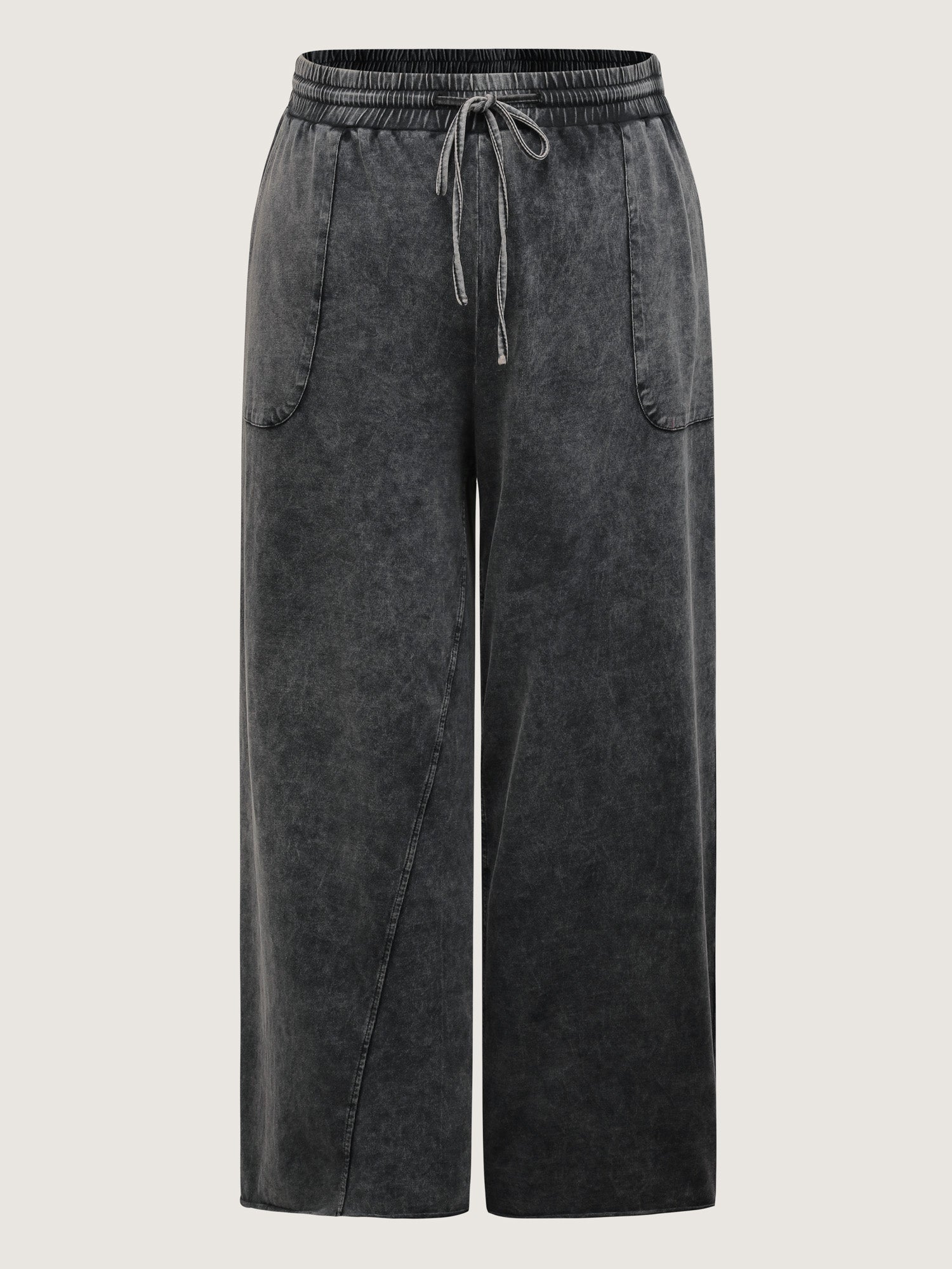 Vintage Washed Drawstring Wide Leg Pants-Sweetccc