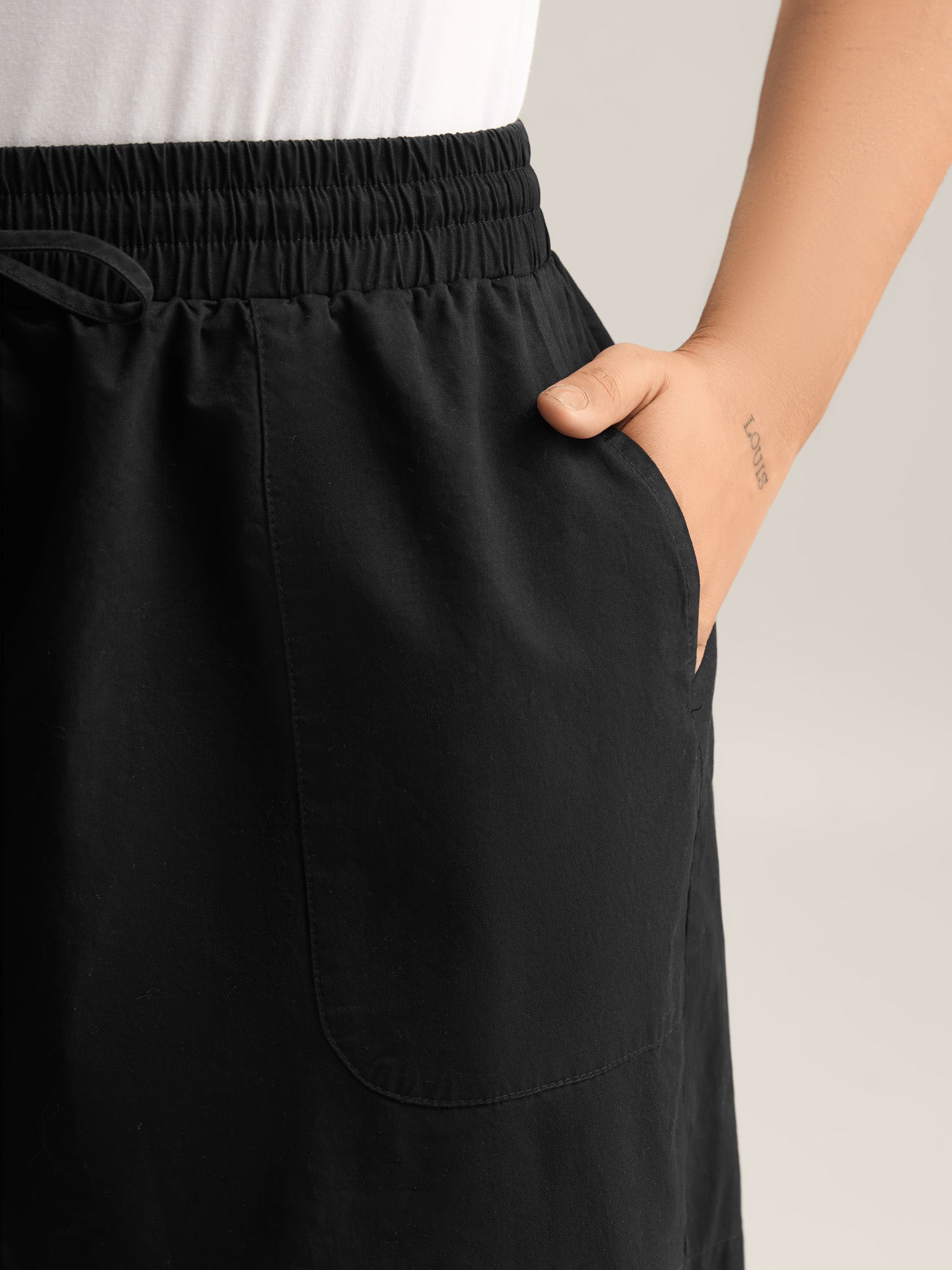 Waist-Drawstring Wide-Leg Shorts-Sweetccc