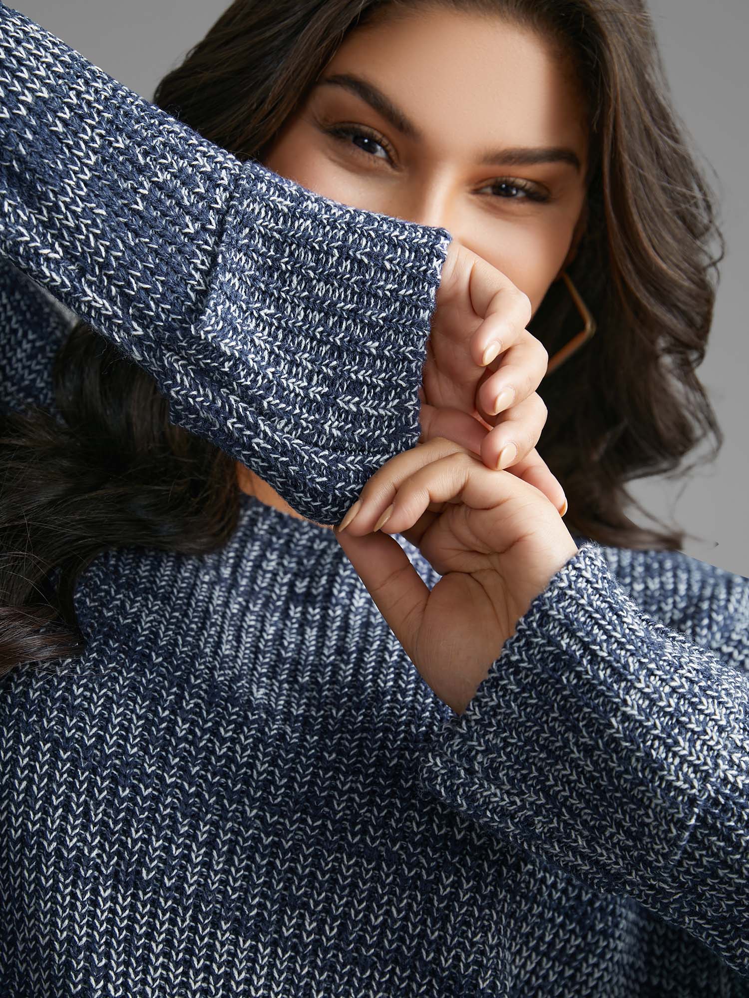 Heather Boat Neck Drop Shoulder Sleeve Pullover-Sweetccc