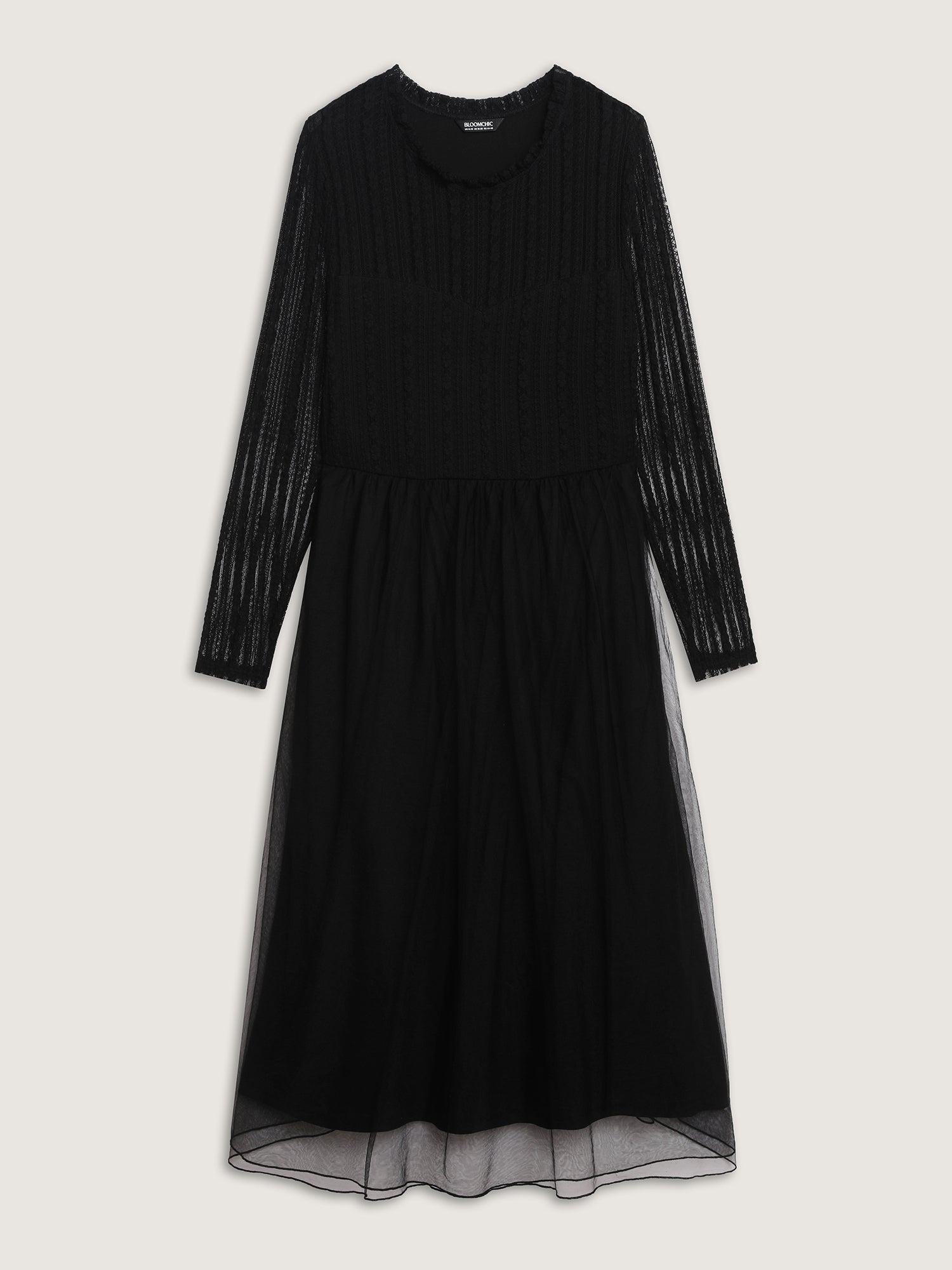 Mock Neck Sheer Stretchy Midi Dress-Sweetccc