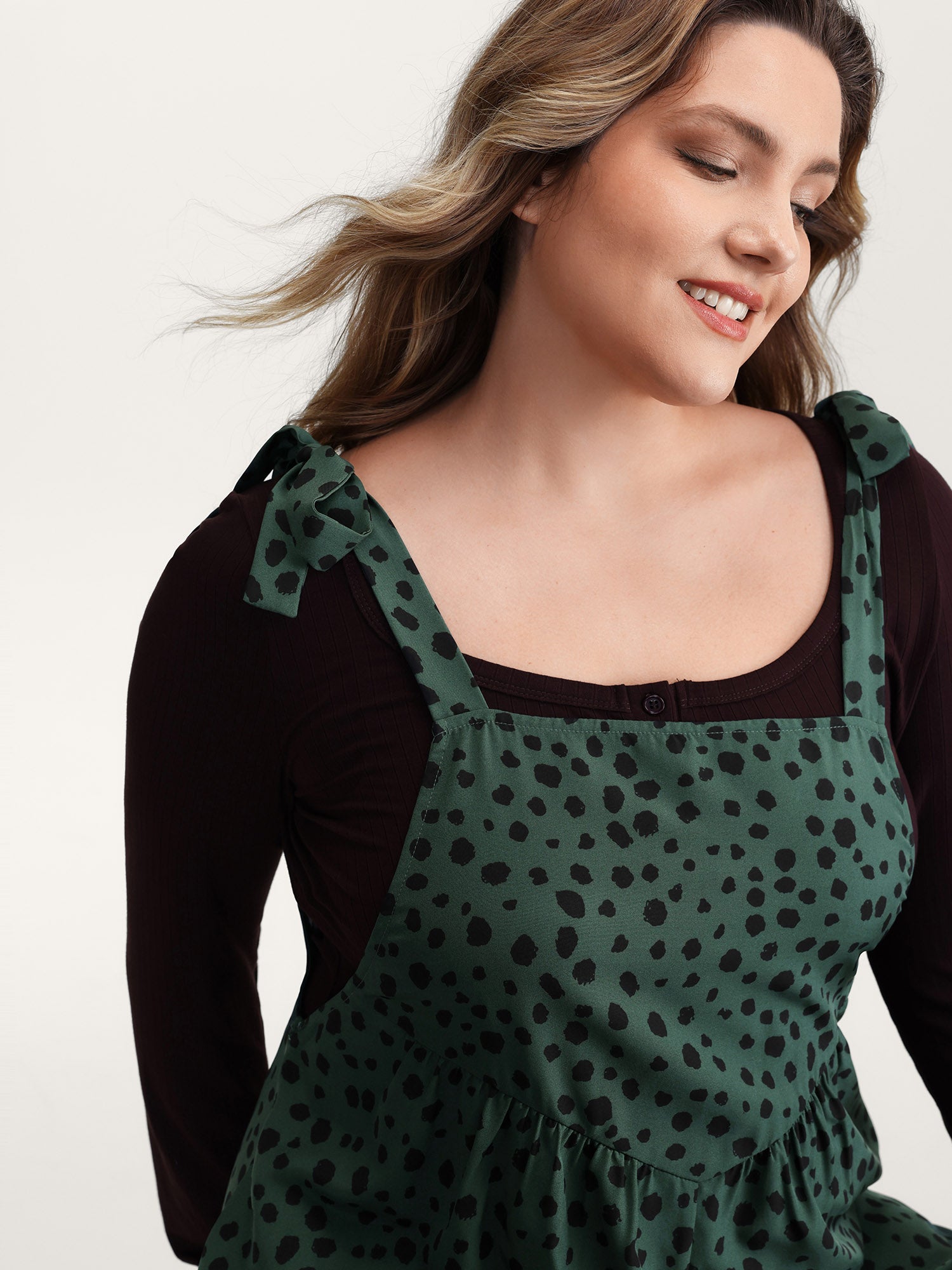 Leopard Print Shirred Shoulder Ties Jumpsuit-Sweetccc