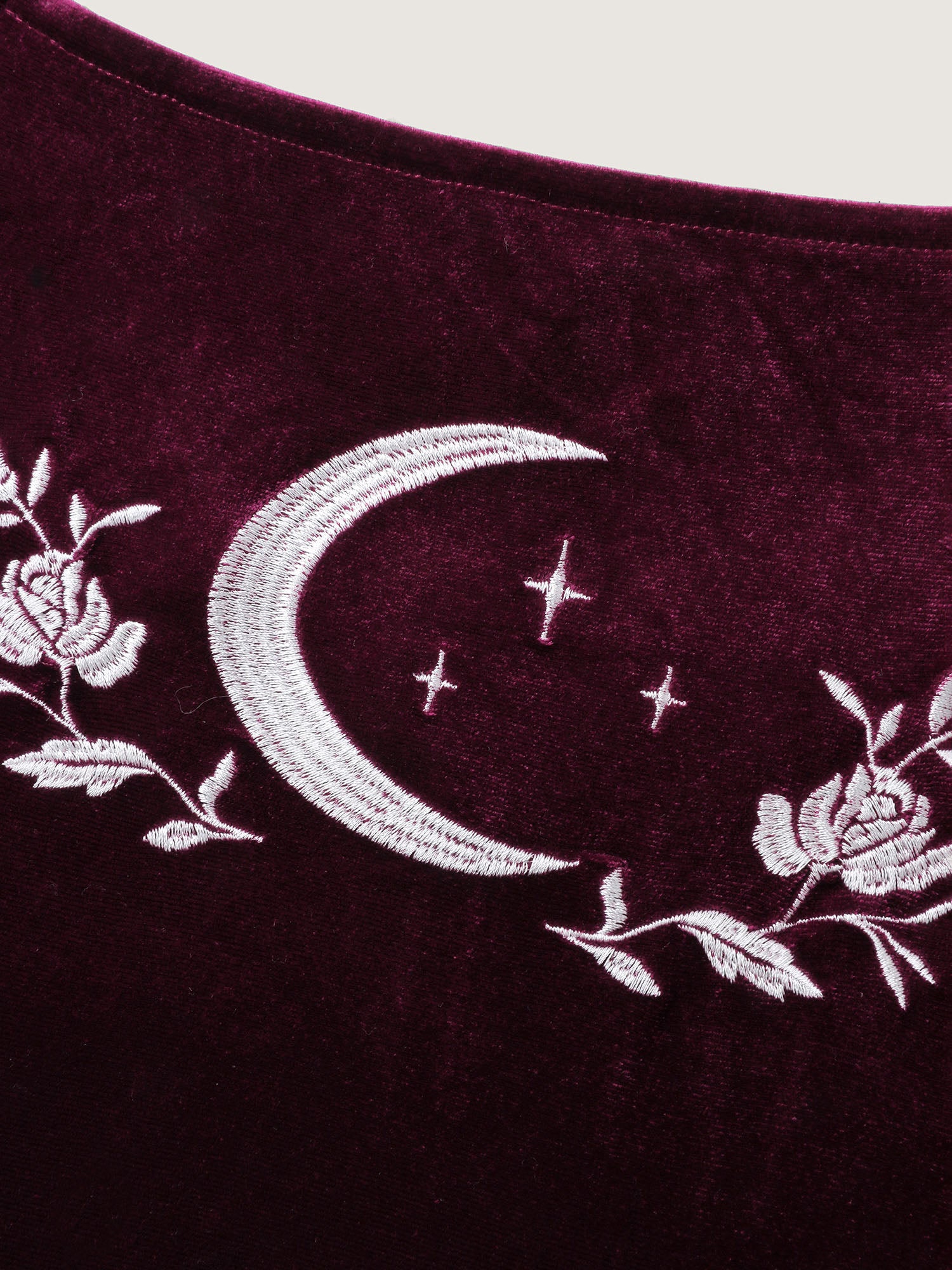 Mystical Moon Embroidery Velvet Midi Dress-Sweetccc