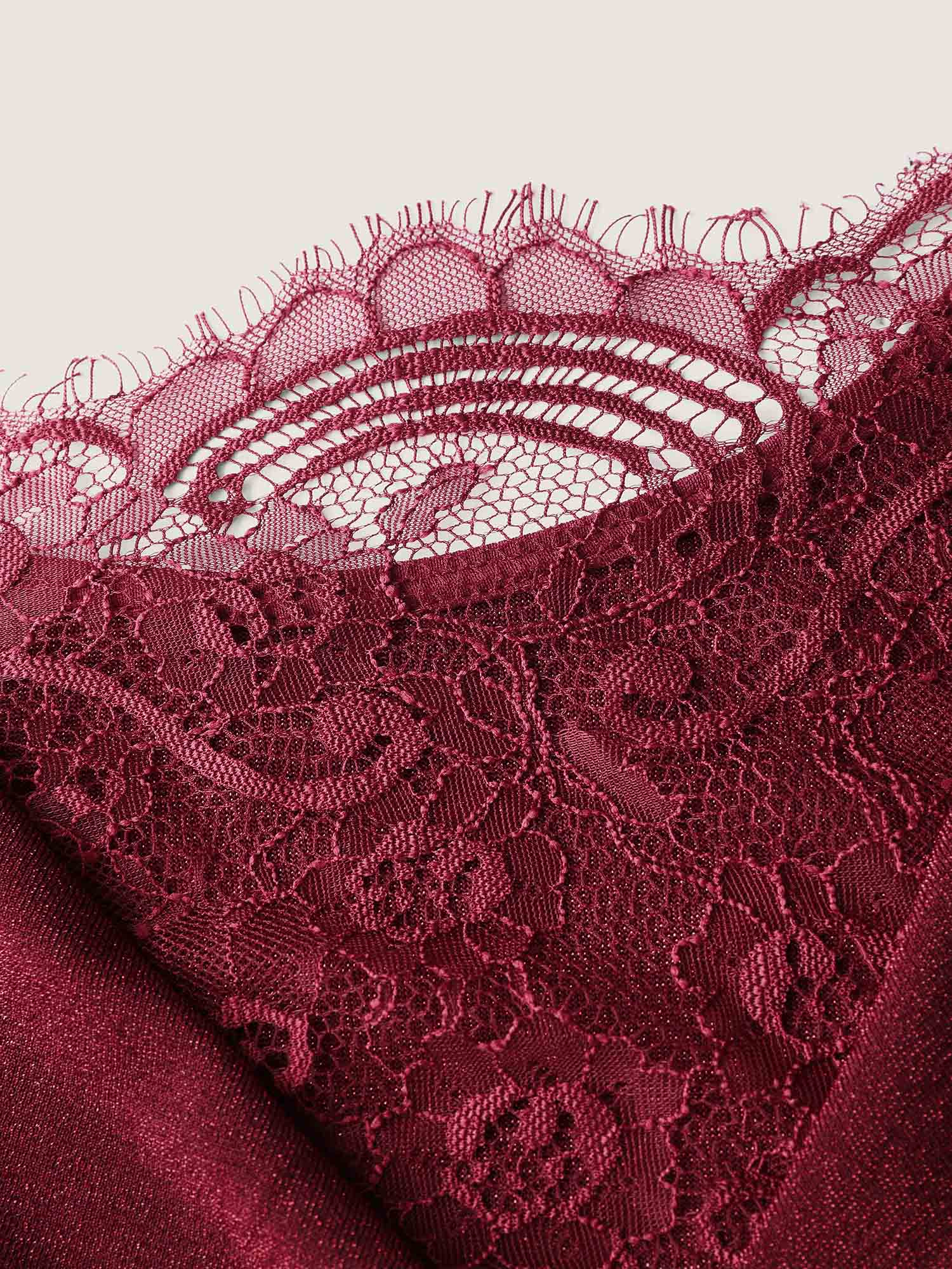 Lurex Drape Back Lace Trim Midi Dress-Sweetccc